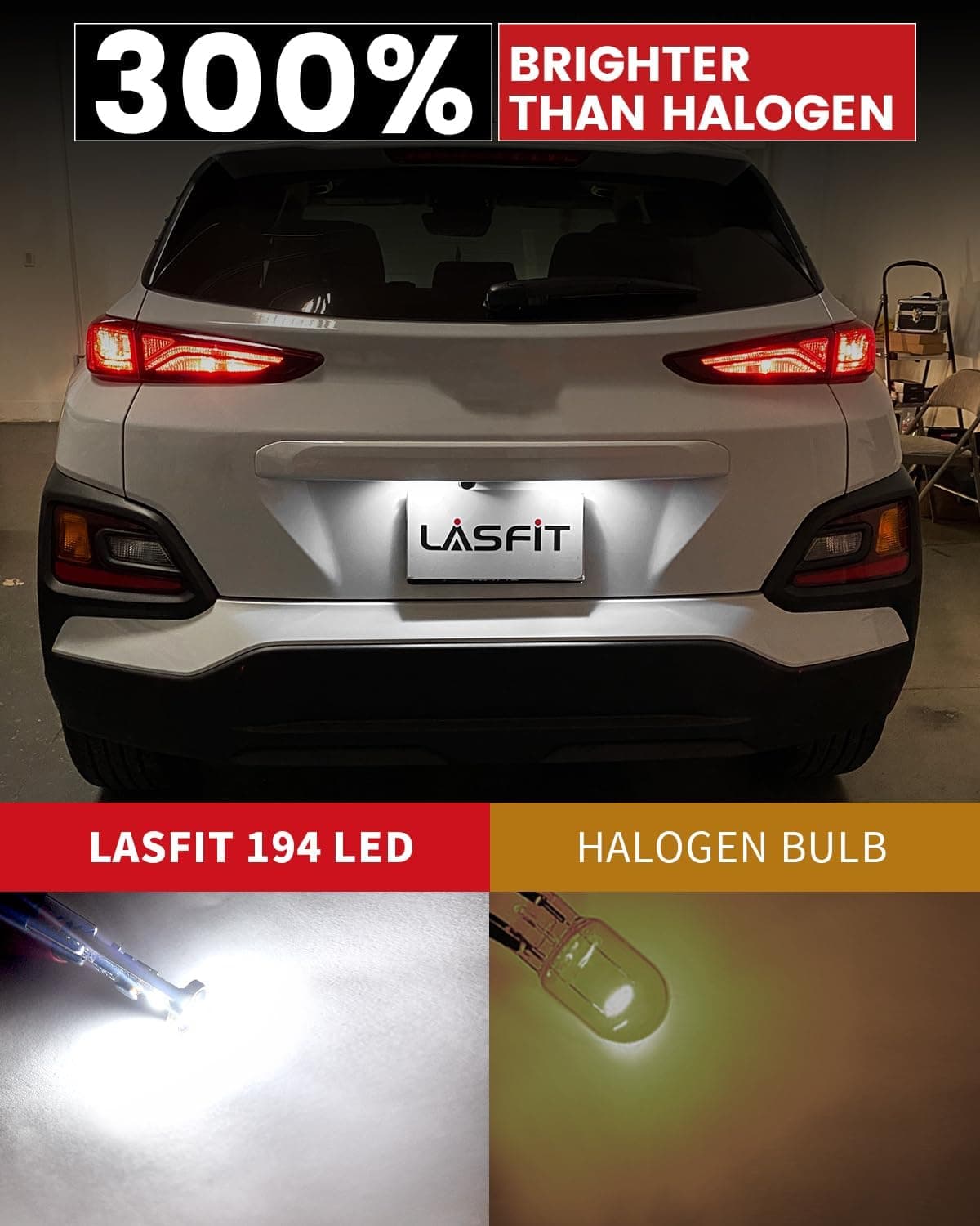 LASFIT 194 LED Bulb for License Plate Bulb White Bright,T10 168 LED Bulbs Canbus Error Free, 400LM 6000K 192 2825 W5W for Dome Map Trunk Cargo Lights (2-Pack)