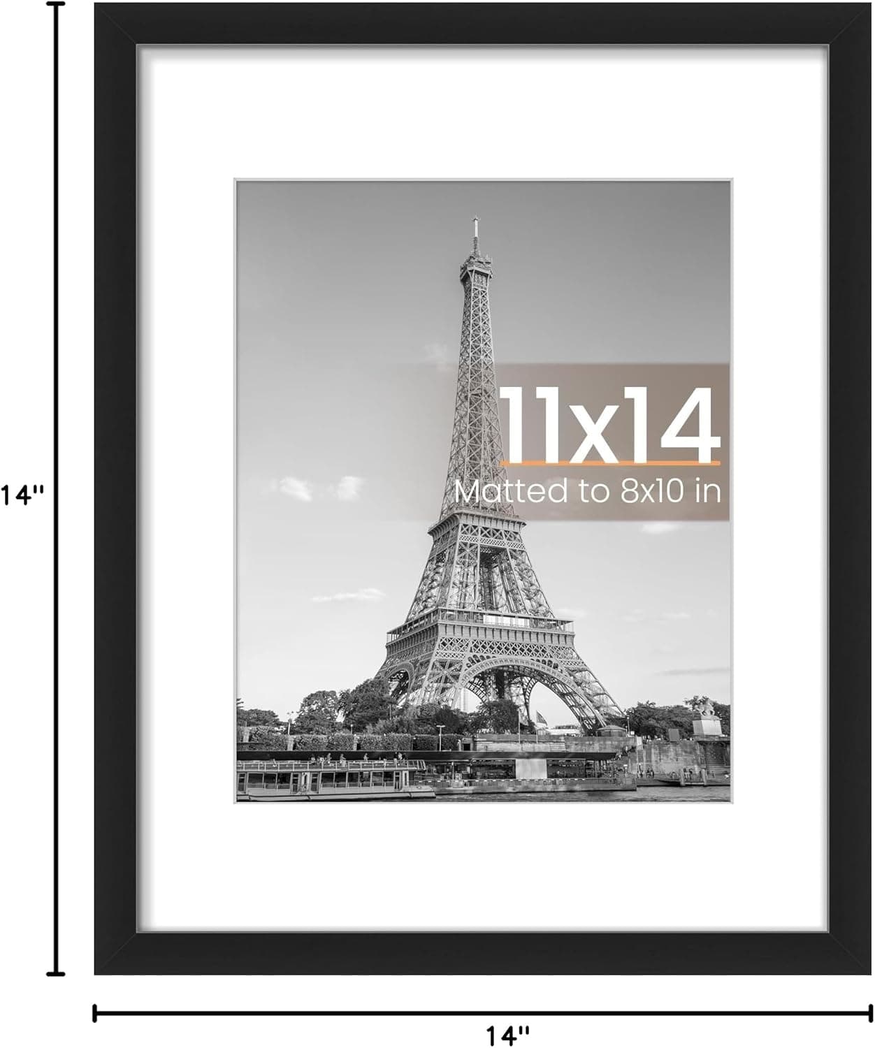 upsimples 11x14 Picture Frame, Wall Decor Photo Frames, Black 1 Pack | 11 x 14 Frame, 8x10 Frame with Mat for Gallery Wall, Family, Baby, Dog, Dorm, Christmas