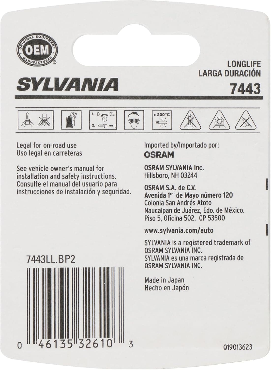 SYLVANIA - 7443 Long Life Miniature - Bulb, Ideal for Daytime Running Lights (DRL) and Back-Up/Reverse Lights (Contains 2 Bulbs)
