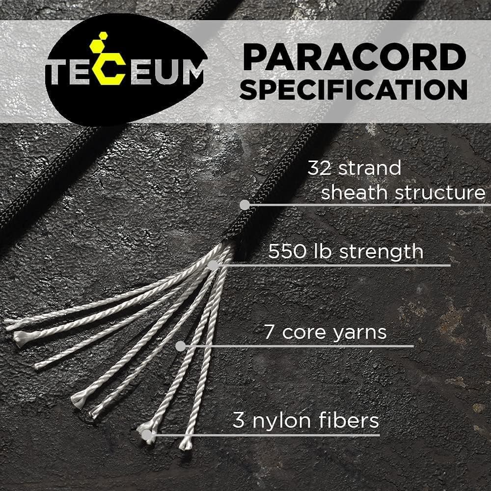 Paracord Rope 550 lb 4mm – Parachute Cord – Utility Camping Rope | 550 Paracord Type III, 50ft to 1000ft, 45+ Colors, Survival and Tactical Outdoor Gear, Nylon Core Para Cord for Clothesline