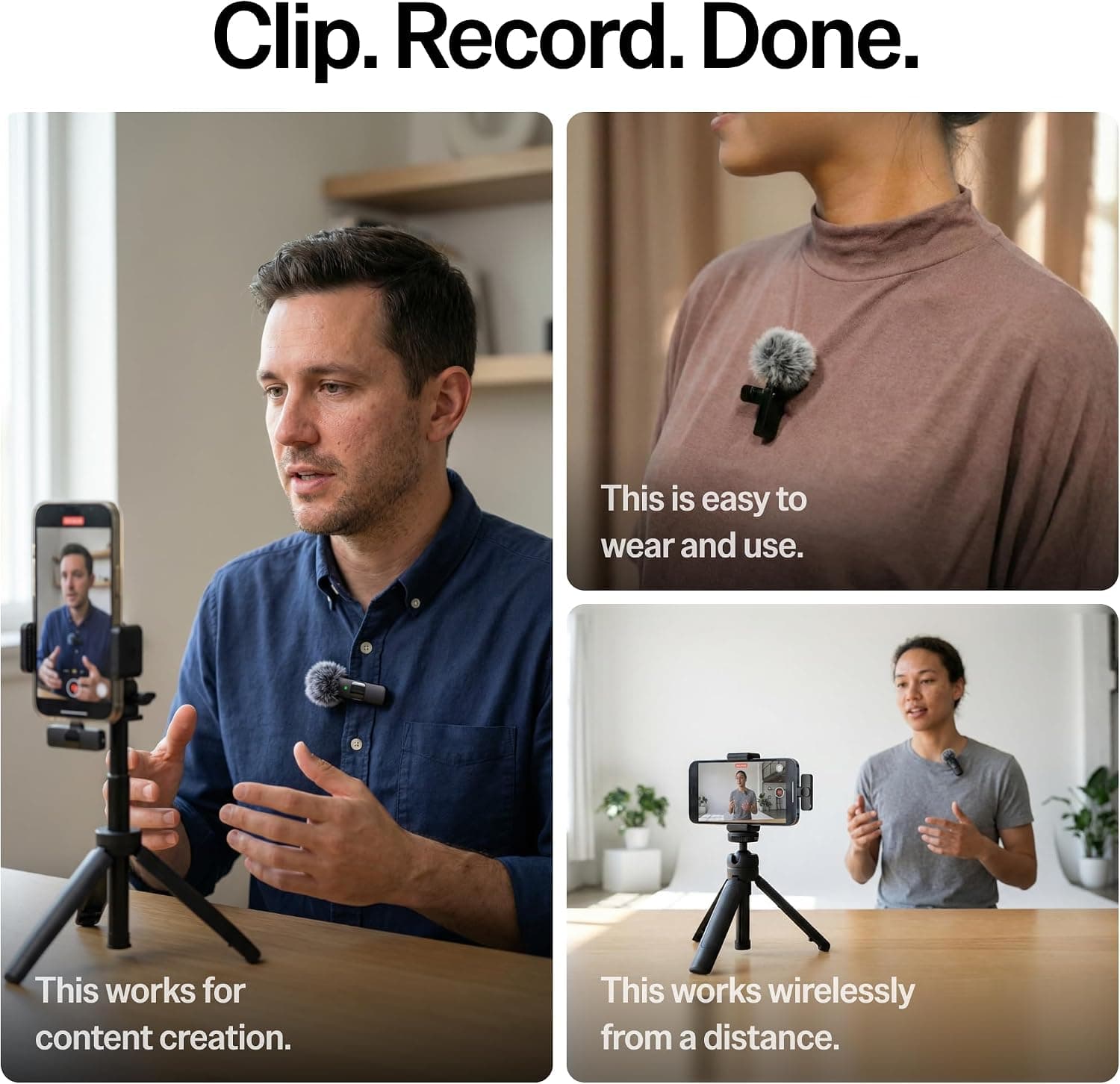 Mini Mic Pro (Latest Model – #1 Microphone for iPhone & Android, Wireless Mini Microphone, Clear Voice, Noise Cancelling, Lavalier Mic for TikTok, YouTube & Interviews