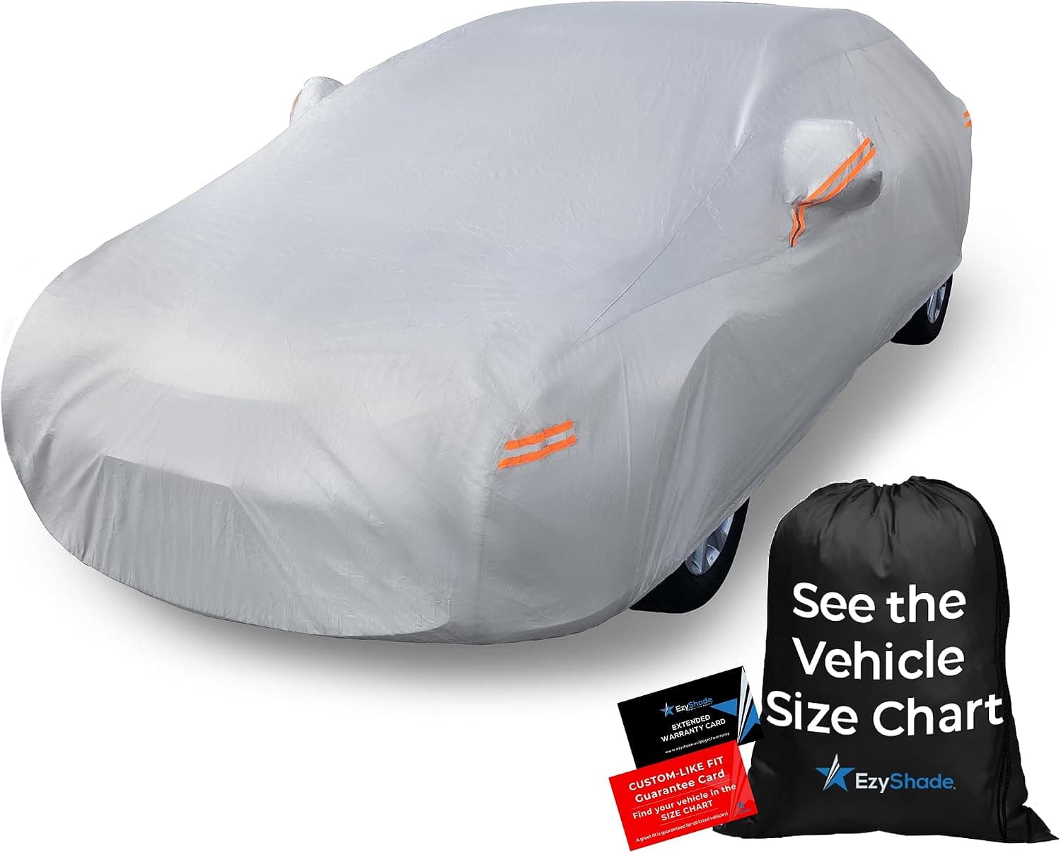 EzyShade Car Cover Waterproof All Weather. See Vehicle Size-Chart. Size A4 | Multi-Layer Outdoor Car Covers for Automobiles. Rain Sun Snow UV Dust Protection. Sedan, Hatch, SUV, Truck - See Size Chart