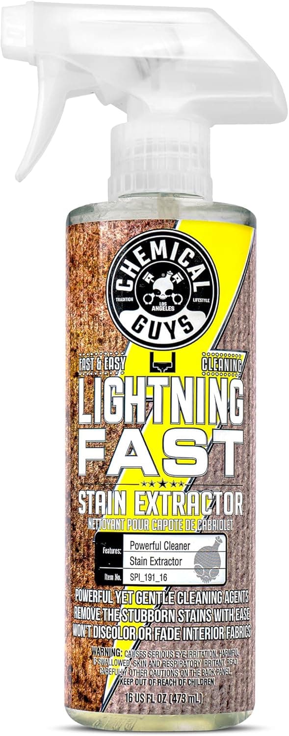 Chemical Guys, Lightning Fast Carpet & Upholstery Stain Extractor, 16 oz | Tackles coffee, soda, wine and pet messes on carpet, seats and mats, just spray, agitate and blot for a clean look.