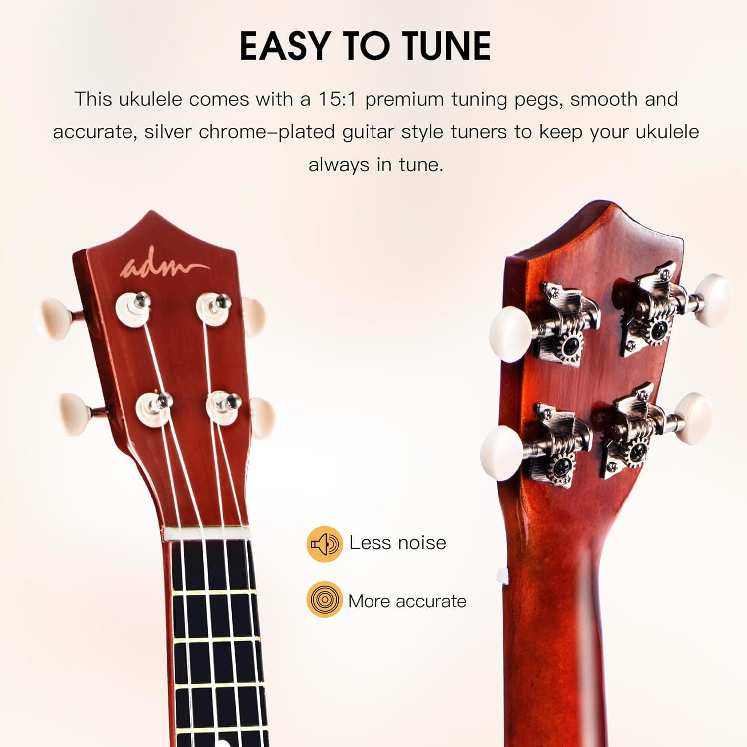 ADM Ukulele for Beginners Hawaiian Wood Ukelele Kit for Kids Adult Student Starter Professional Ukalelee Pack Bundle with Free Lessons Gig Bag Strap Nylon String Tuner (Brown, 21 Inch)