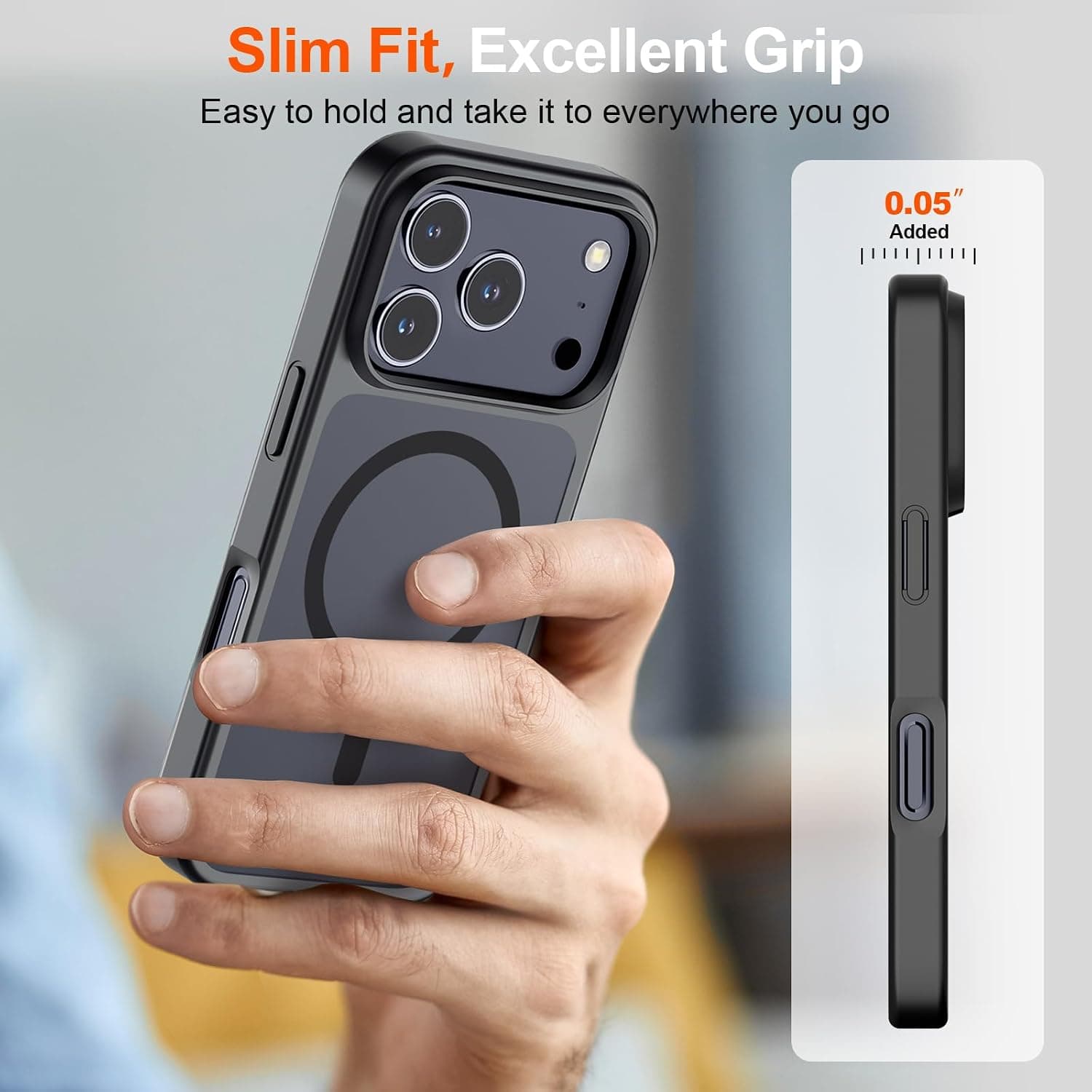 SUPFINE Magnetic for iPhone 17 Pro Max Case Black | With Screen Protector, Translucent Matte, Compatible with MagSafe, Military Grade Drop Proof, Rugged Shockproof Protective
