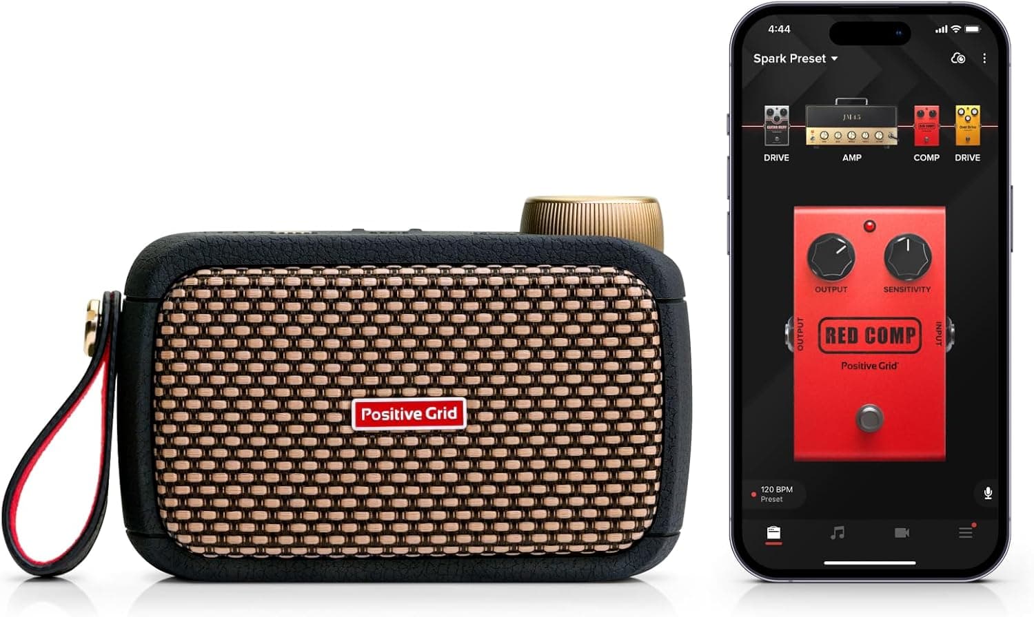 Positive Grid Spark GO 5W Ultra-Portable Smart Guitar Amp & Speaker | Ultra-portable amp & Bluetooth speaker in one. 33 amps, 43 effects, 100k+ tones, Spark AI, Smart Jam, up to 8-hr battery.
