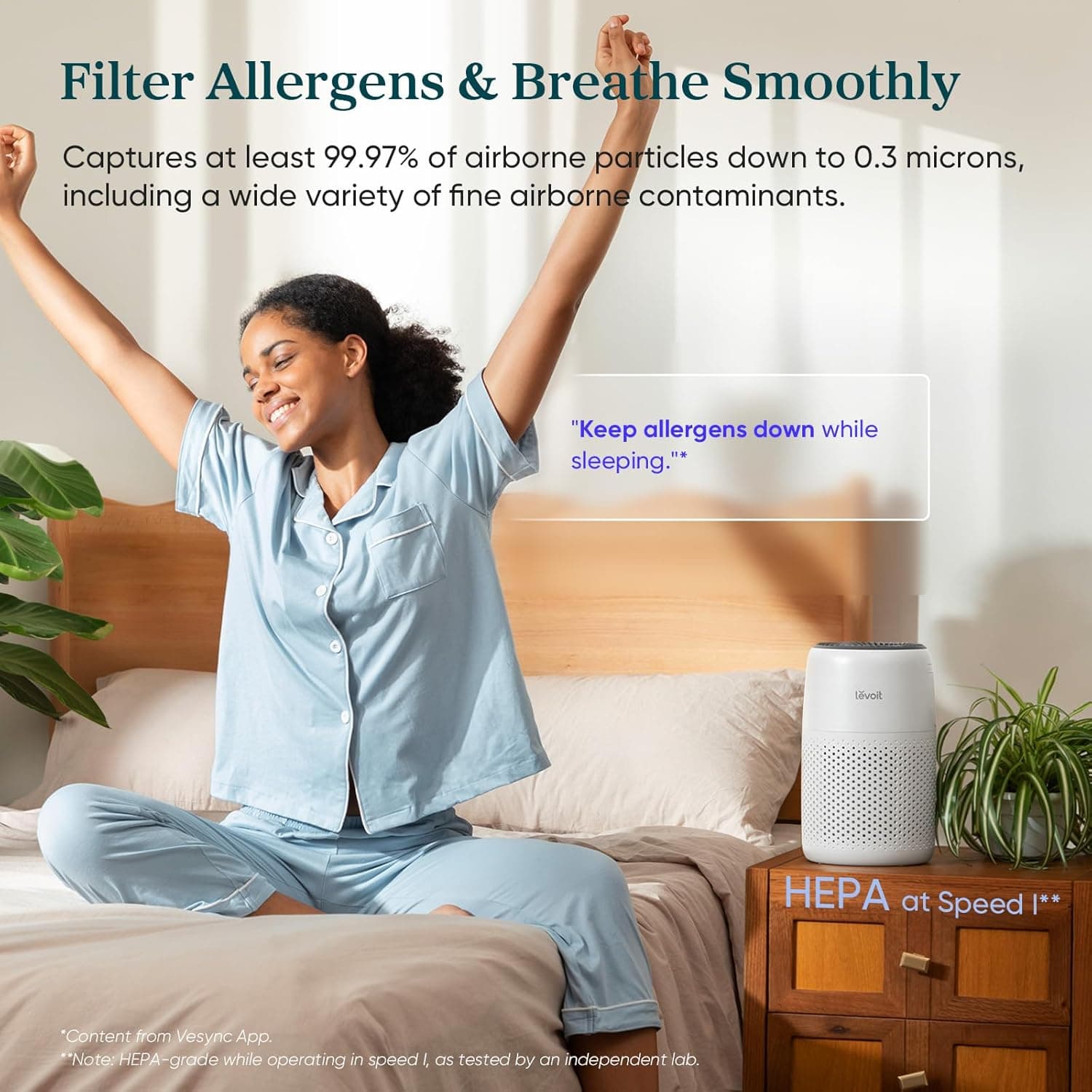 Levoit Air Purifiers for Bedroom Home Pets Dorm Room, Small Air Purifiers | Filter Cleaner with Fragrance Sponge, Filters Smoke, Allergens, Pet Dander, Odor, Dust, Office, Desktop, Core Mini-P, White