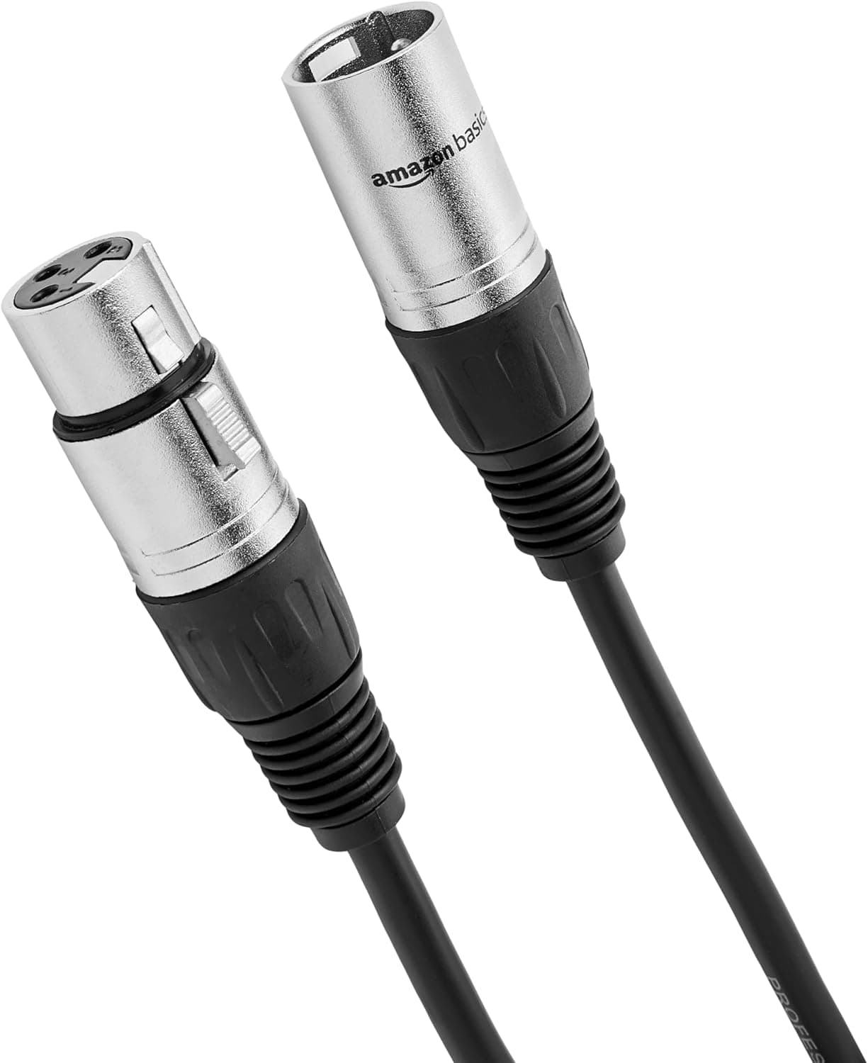 Amazon Basics XLR Male to Female Microphone Cable for Speaker or PA System, Recording Studio, All Copper Conductors, Low Noise Shielding, 6MM PVC Jacket, 6 Foot, Black