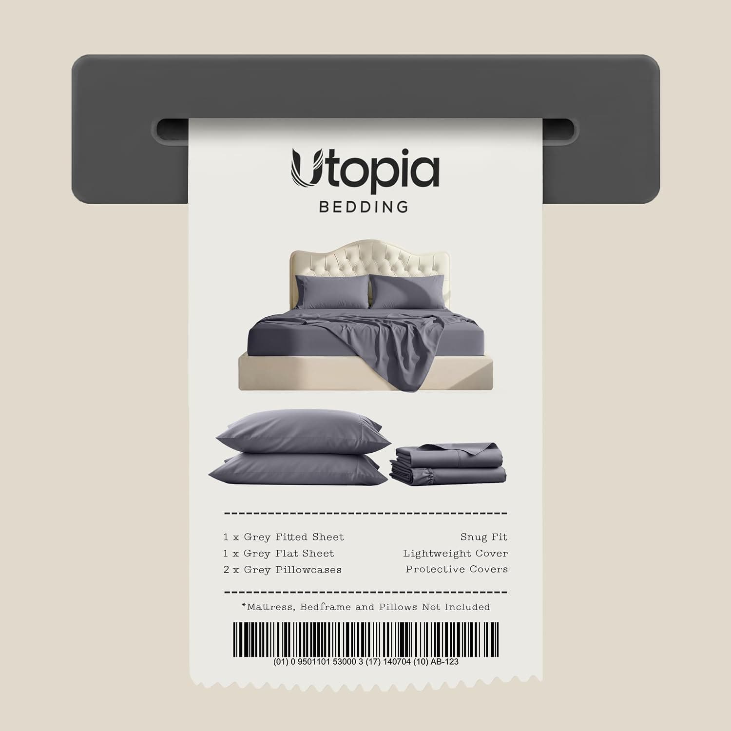 Queen Sheets Set, 4 Pieces 16" Deep Pocket Hotel Luxury Bed Sheets, Grey | Extra Soft Bedsheet Set, Comfy & Breathable Cooling Sheets, Wrinkle & Fade Resistant, Fitted Sheet, Flat Sheet, 2 Pillowcases