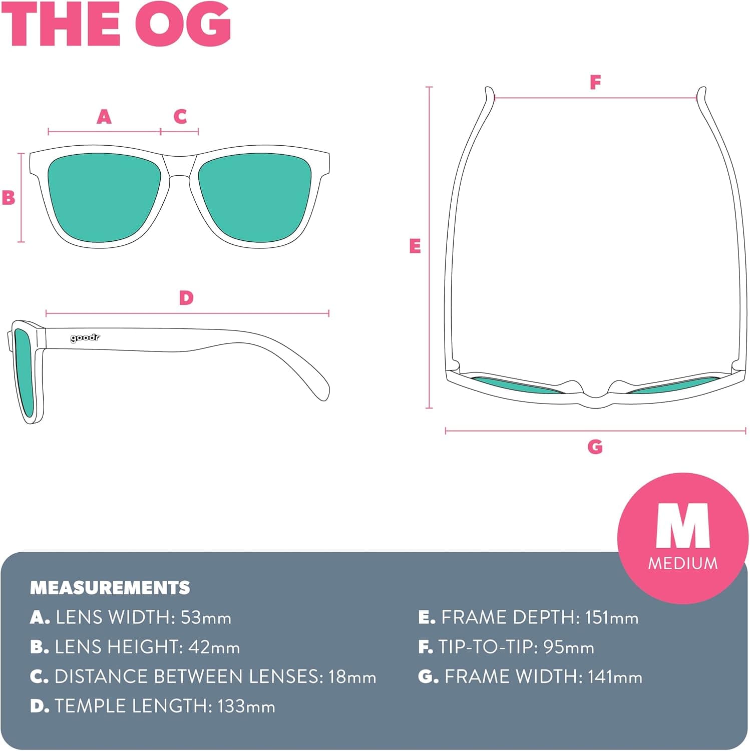 goodr OG Polarized Sunglasses Women & Men | Medium Fit, UV400, Non-Reflective/Mirrored Lenses, No Slip, Multi Colors