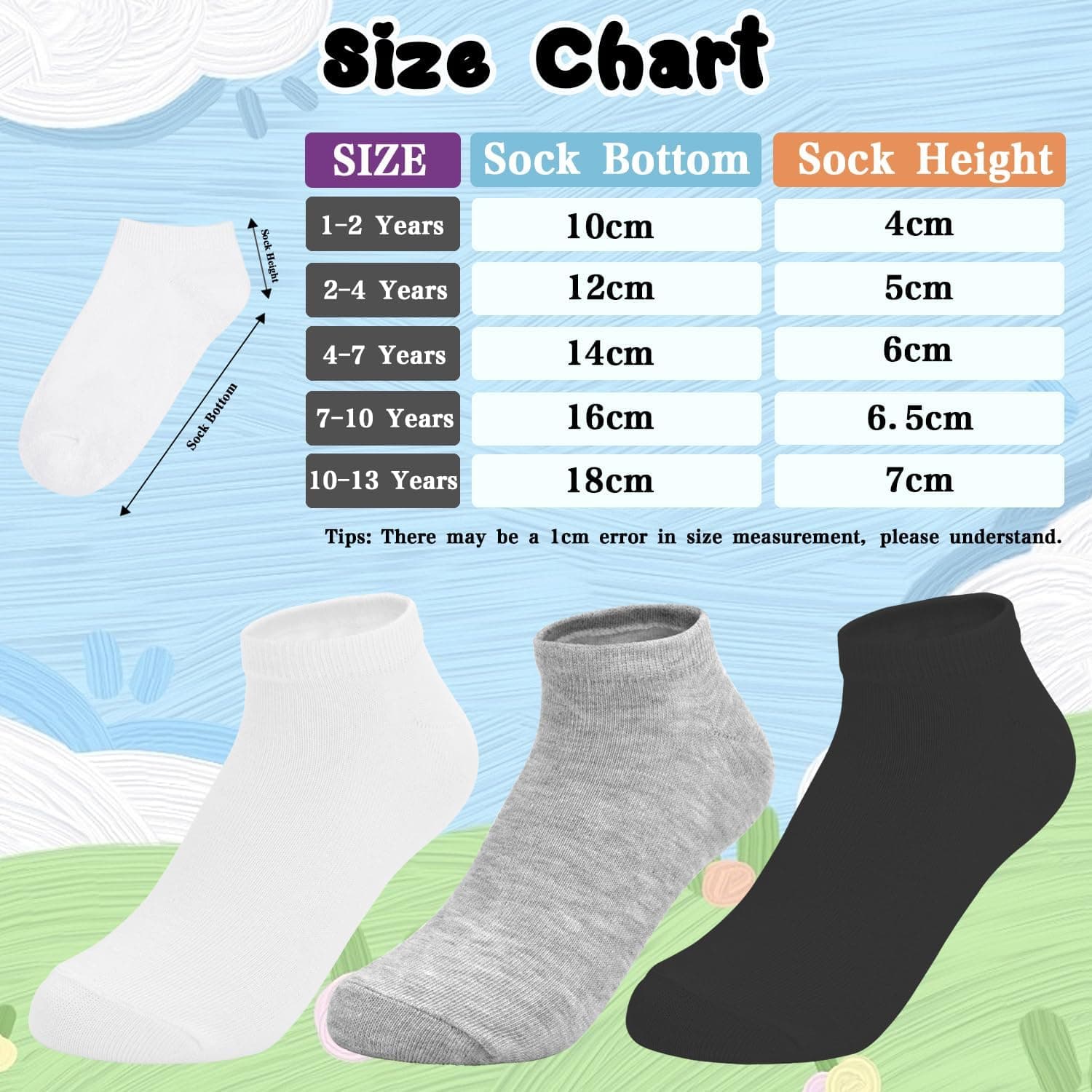 ZERULETS Kids Socks, 20 Pairs Boys Girls Low Cut Ankle Socks 1-13 Years | Short School Athletic Socks for Toddler, Soft, Breathable, White, Black, Grey, Fit for Daily, Casual, Sport