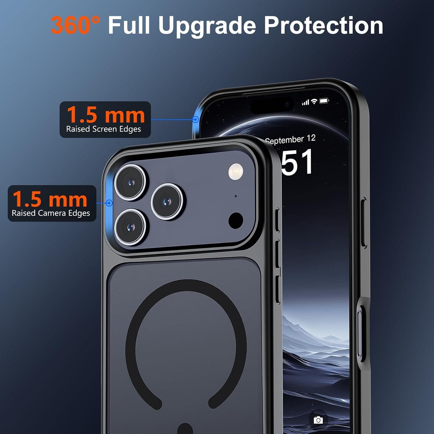SUPFINE Magnetic for iPhone 17 Pro Max Case Black | With Screen Protector, Translucent Matte, Compatible with MagSafe, Military Grade Drop Proof, Rugged Shockproof Protective