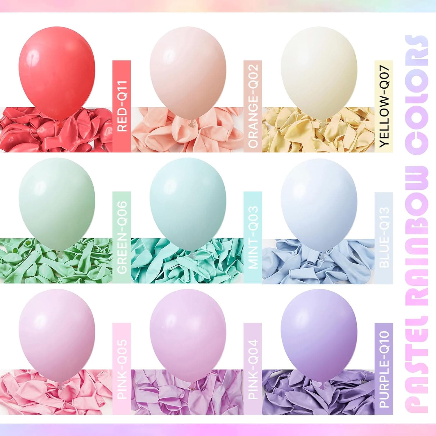 PartyWoo Pastel Rainbow Balloons 100pcs Latex Helium Balloons 12 Inch | Baby Shower Gender Reveal Engagement Bachelorette Easter Bridal Anniversary Retirement Party Decorations