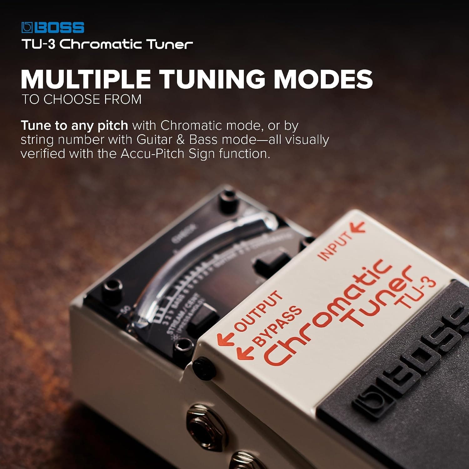 BOSS TU-3 Compact Chromatic Tuner | Perfect for Guitar & Bass | Industry-Standard Performance | Tank-Tough BOSS Stompbox Body | 21-Segment LED Meter | Accu-Pitch Sign Function | Industry-Standard Performance, Tank-Tough BOSS Stompbox Body, 21-Segment LED Meter, Accu-Pitch Sign Function