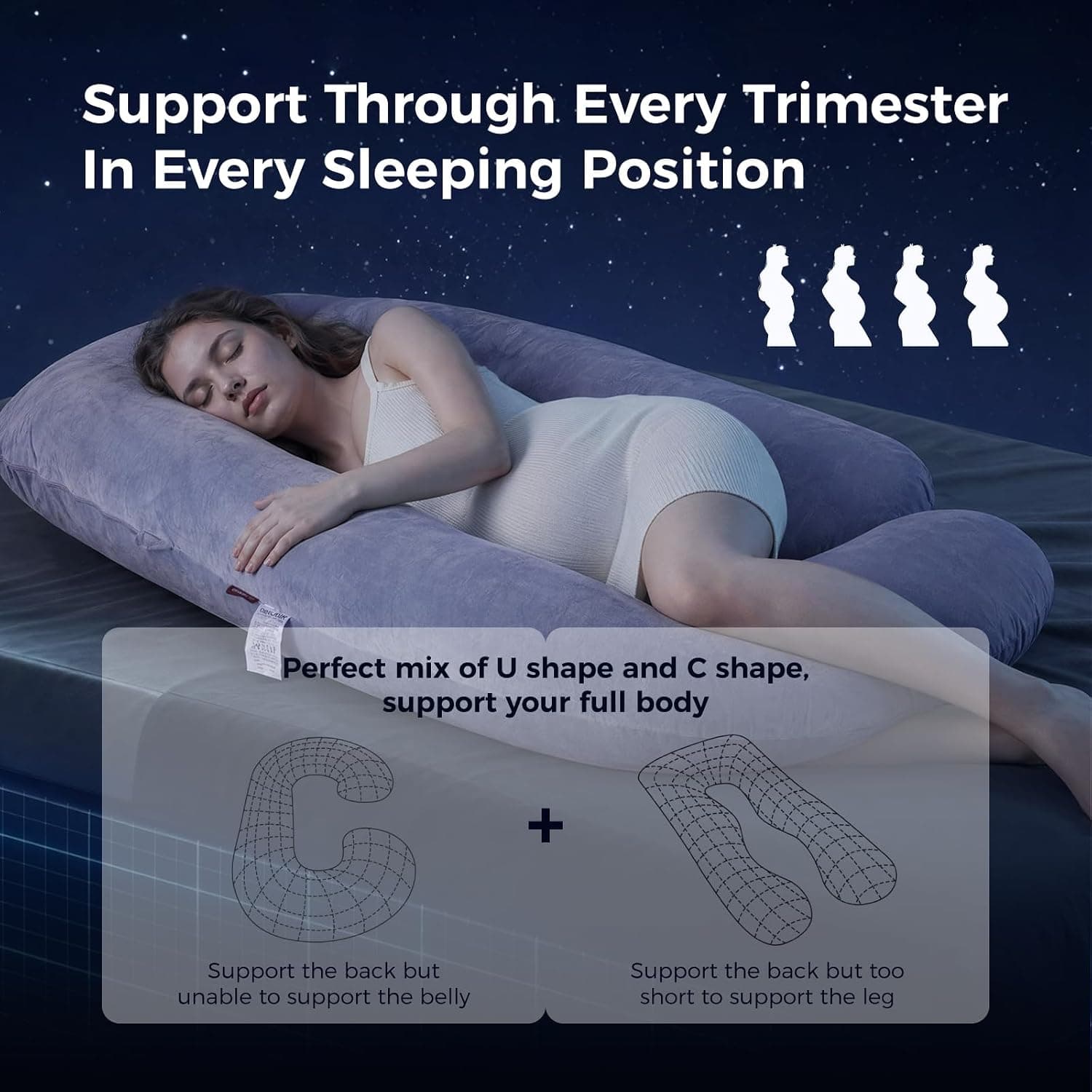 Momcozy Pregnancy Pillow for Sleeping - U Shaped Full Body Maternity Pillow | Removable Cover, Support for Back, Legs, Belly, Hips for Pregnant Women, Side Sleeper, Pregnancy Gifts & Essentials, 57 Inch
