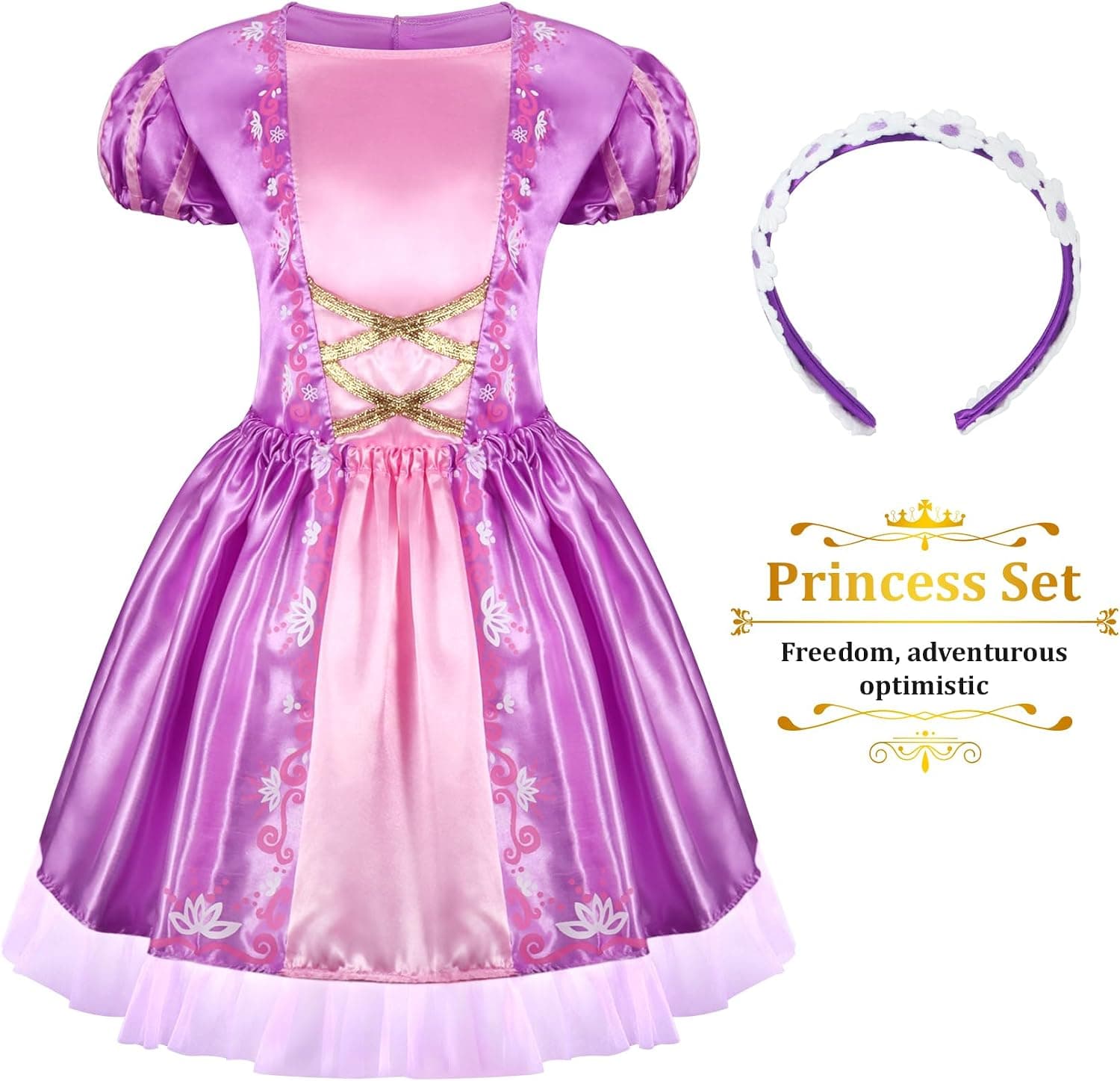 LIMIROLER Princess Dress Up Clothes for Little Girl Role Play Costume Gift Set Princess Dress Up Toys for Toddler Girls