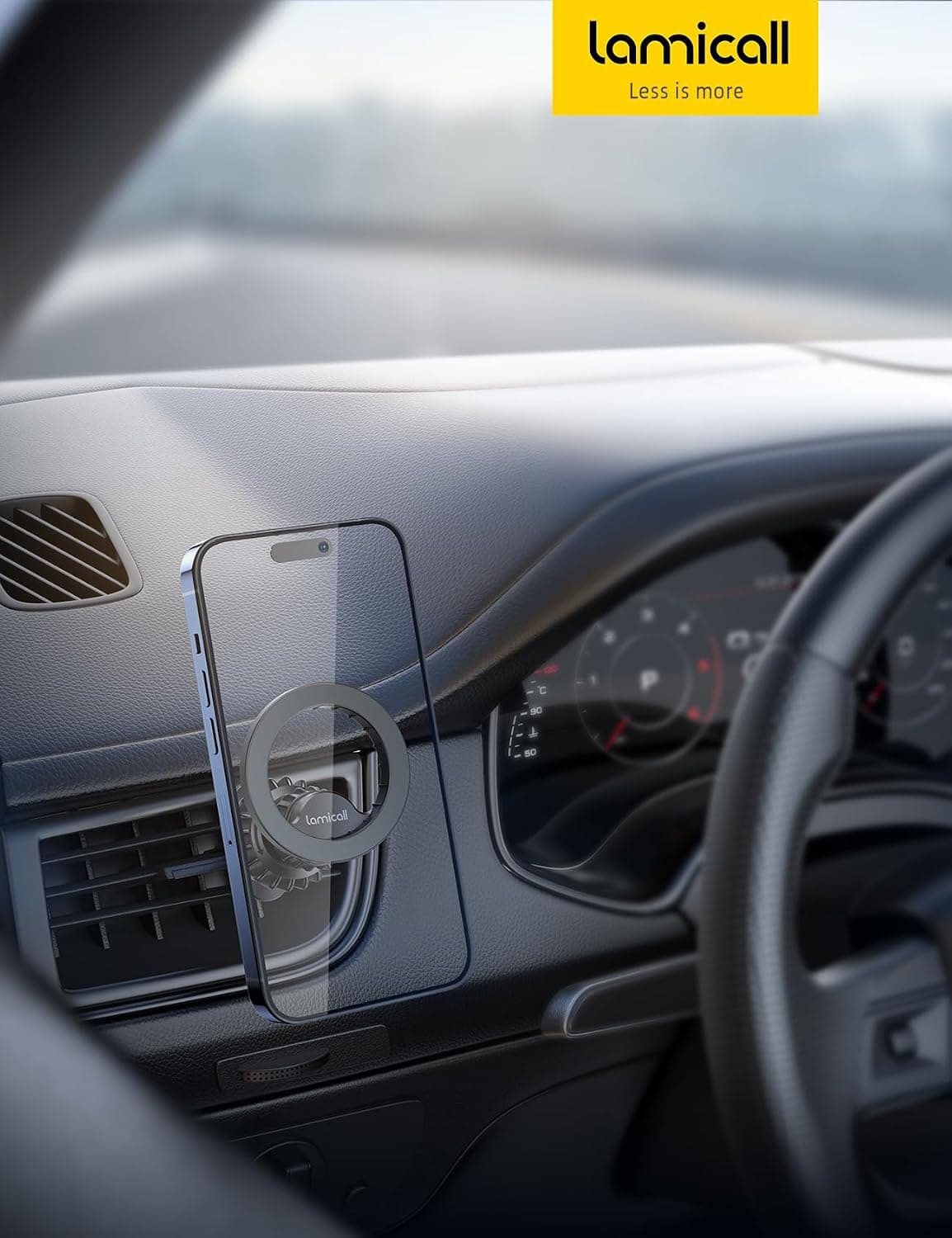 Lamicall for MagSafe Car Mount Vent 20 Super Magnets Accessories for iPhone | Magnetic Phone Holders for Your Car HandsFree Car Phone Holder Mount Air for Women Men Gift fit iPhone 17 16 15 Pro Max Black