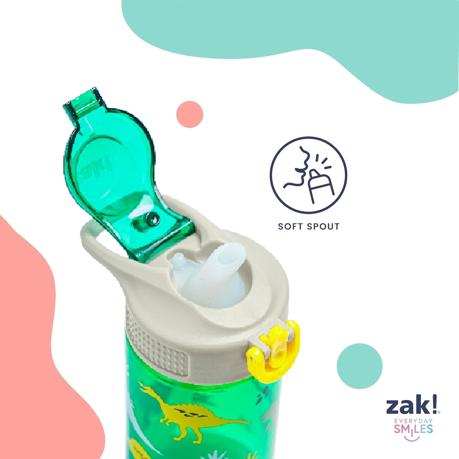Zak Designs Disney Pixar Cars Sage 16oz Leak-Proof Straw Kids Water Bottle | BPA Free, Durable Plastic, Cupholder Friendly, Dishwasher Safe, Easy to Clean, Lid Lock, Handle, For School, Home, Travel