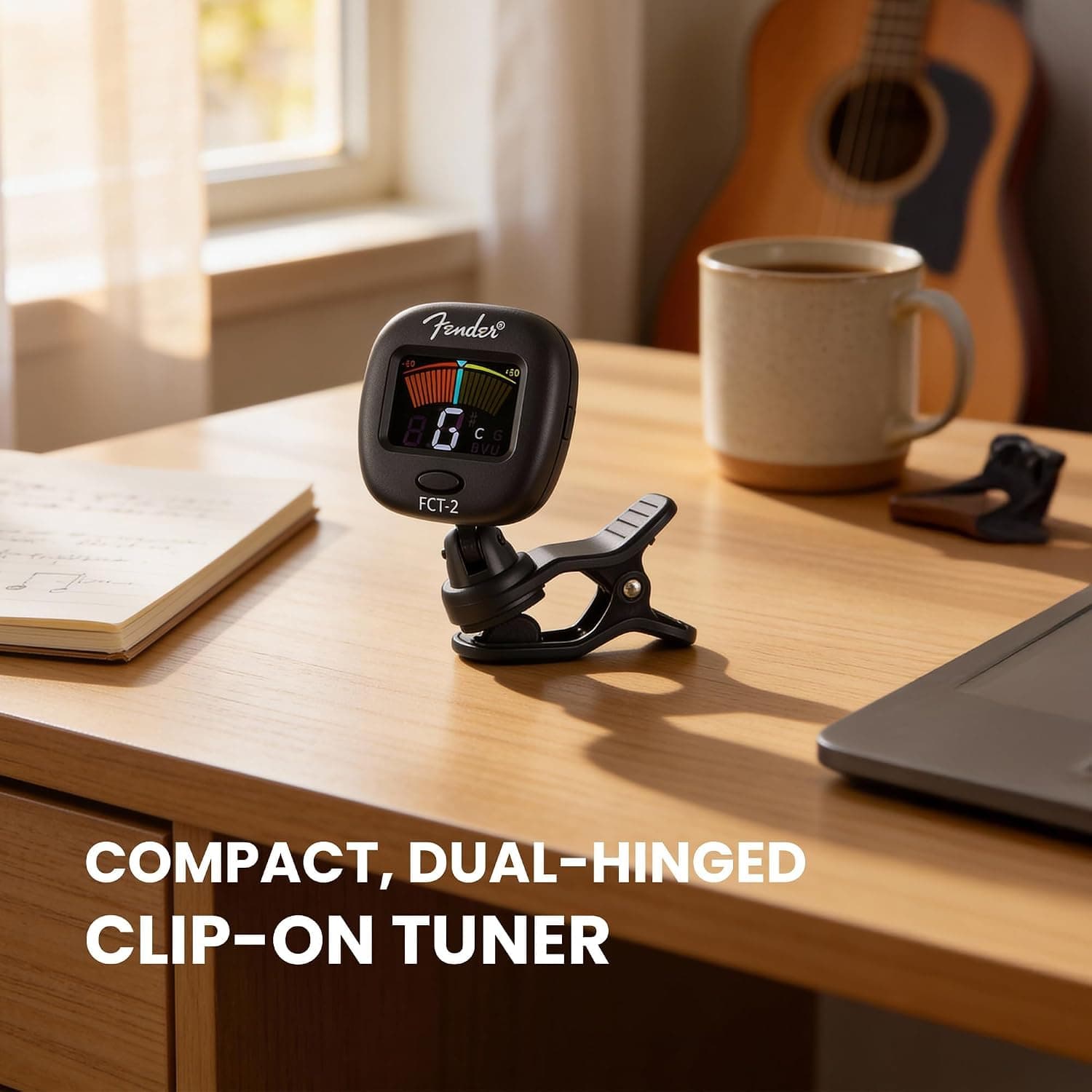 Fender FCT-2 Professional Multi-Instrument Clip-On Tuner for Guitar, Bass, Ukulele, and Violin