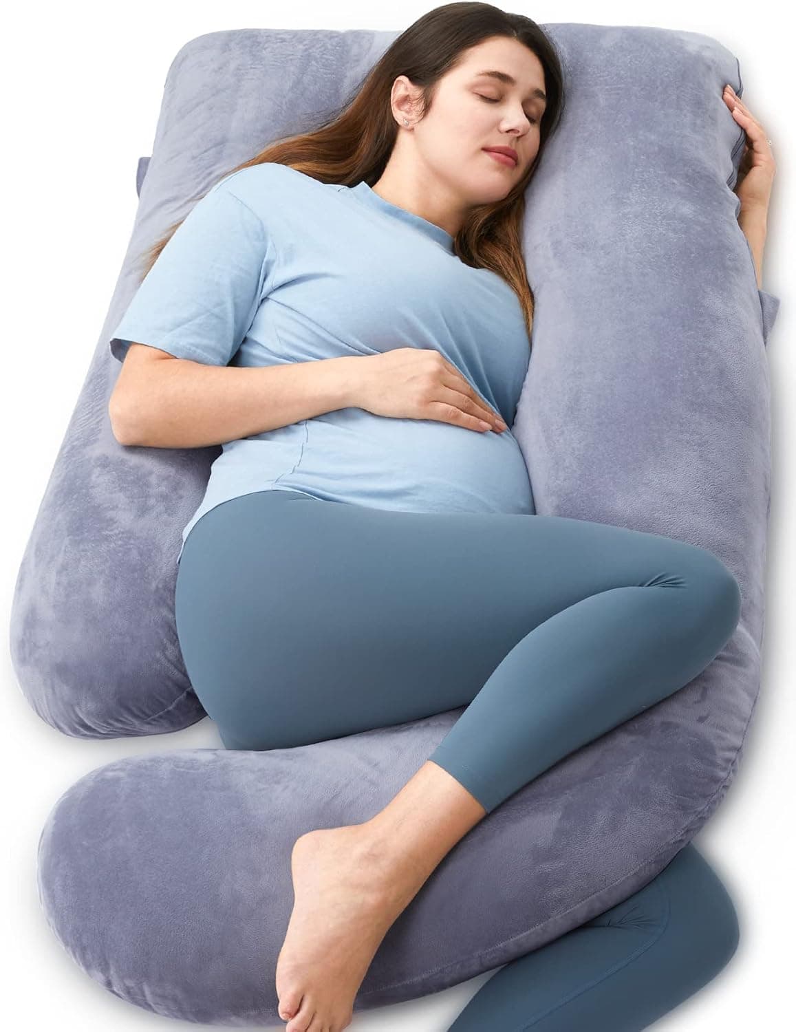 Momcozy Pregnancy Pillow for Sleeping - U Shaped Full Body Maternity Pillow | Removable Cover, Support for Back, Legs, Belly, Hips for Pregnant Women, Side Sleeper, Pregnancy Gifts & Essentials, 57 Inch