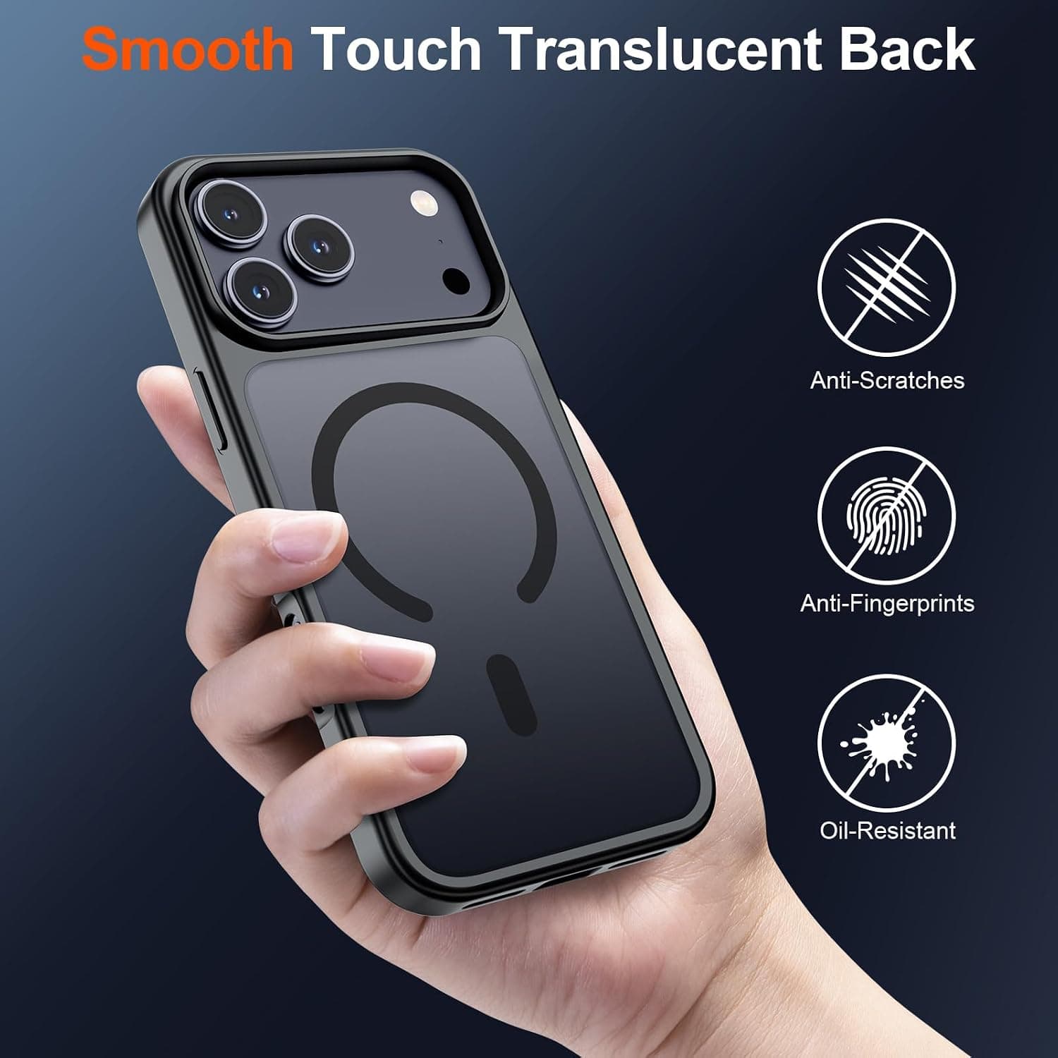 SUPFINE Magnetic for iPhone 17 Pro Max Case Black | With Screen Protector, Translucent Matte, Compatible with MagSafe, Military Grade Drop Proof, Rugged Shockproof Protective