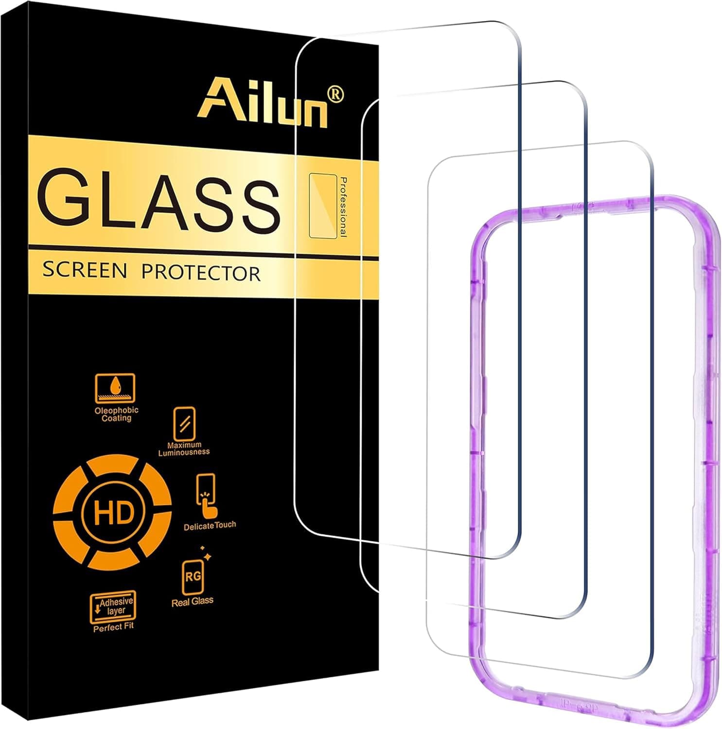 Ailun 3 Pack Screen Protector for iPhone 17 Pro Max, Tempered Glass | 6.9 inch, Installation Frame, Sensor Protection, Dynamic Island Compatible, Case Friendly