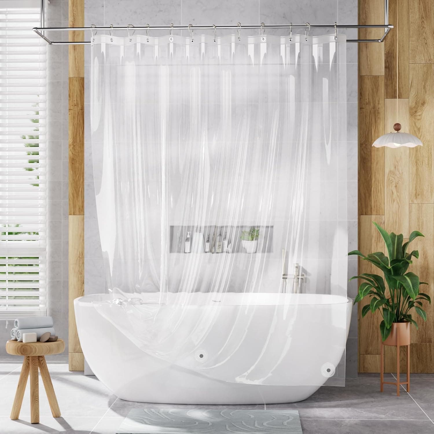 AmazerBath Shower Curtain Liner, 72x72 Clear Shower Curtain Liner, Waterproof Plastic Shower Liner, Cute Lightweight PEVA Shower Curtain for Bathroom with 3 Magnets and 12 Rustproof Metal Grommets