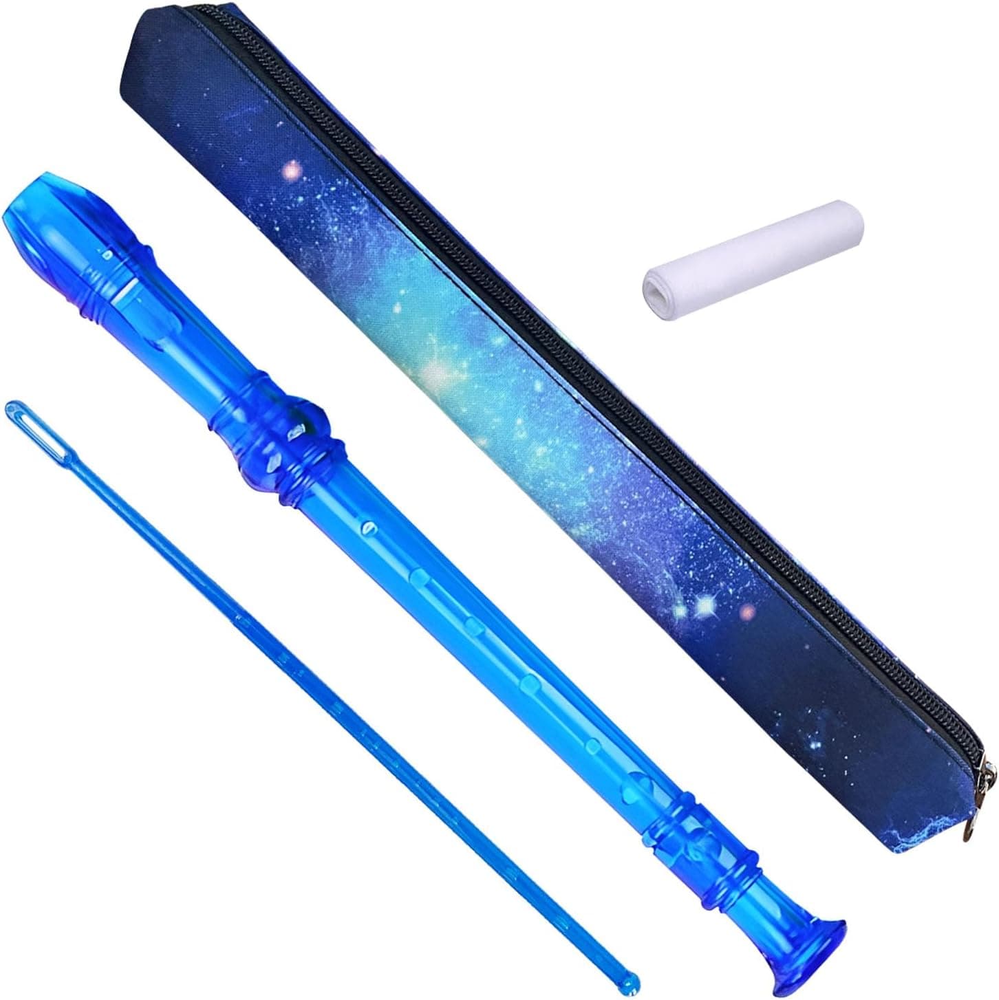 8 Hole Soprano Recorder with Cleaning Rod and Bag, Professional German Style C Key Recorder for Kids Beginners Students (Crystal Blue)
