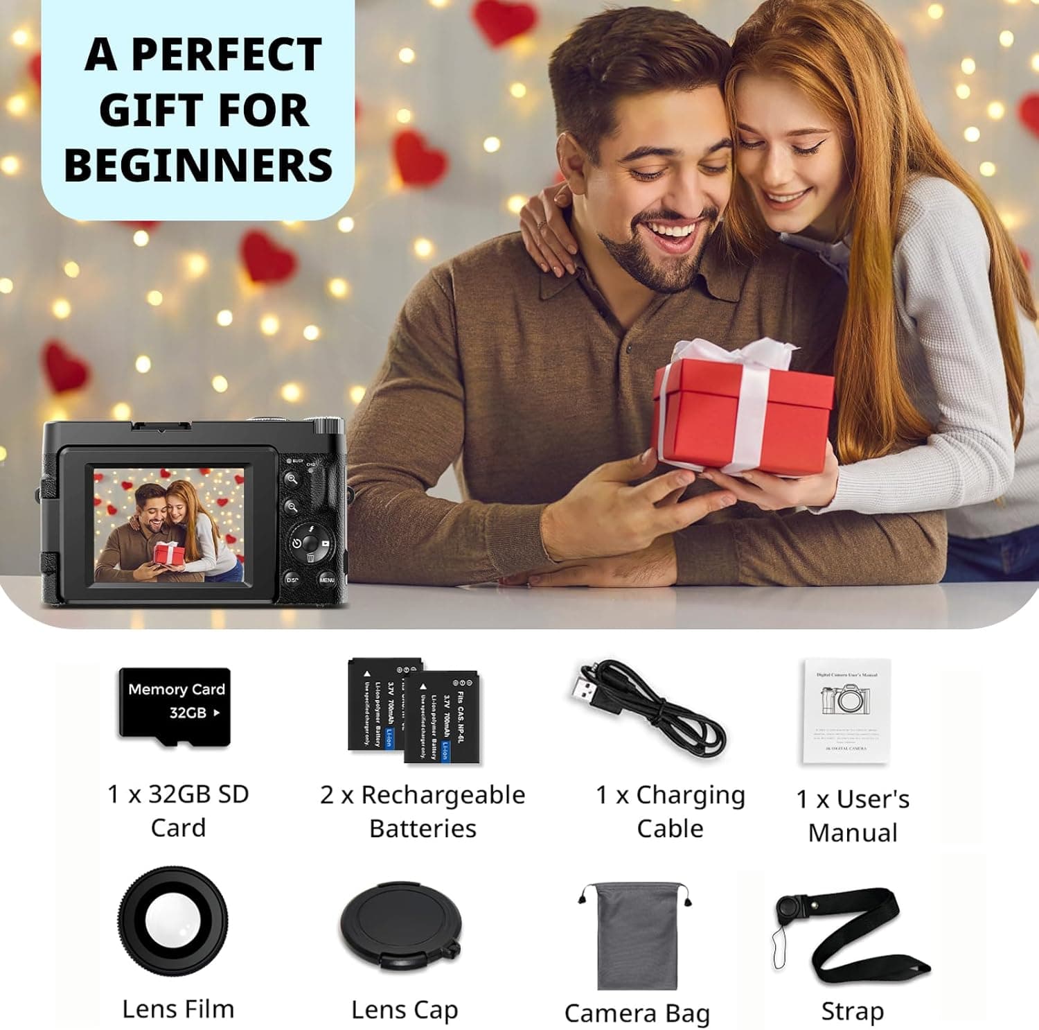 4K Digital Camera for Photography Autofocus, 2026 Latest 48MP Vlogging Camera for YouTube with SD Card, 2 Batteries, 3" 180°Flip Screen Compact Travel Camera for Teens with 16X Zoom,Black