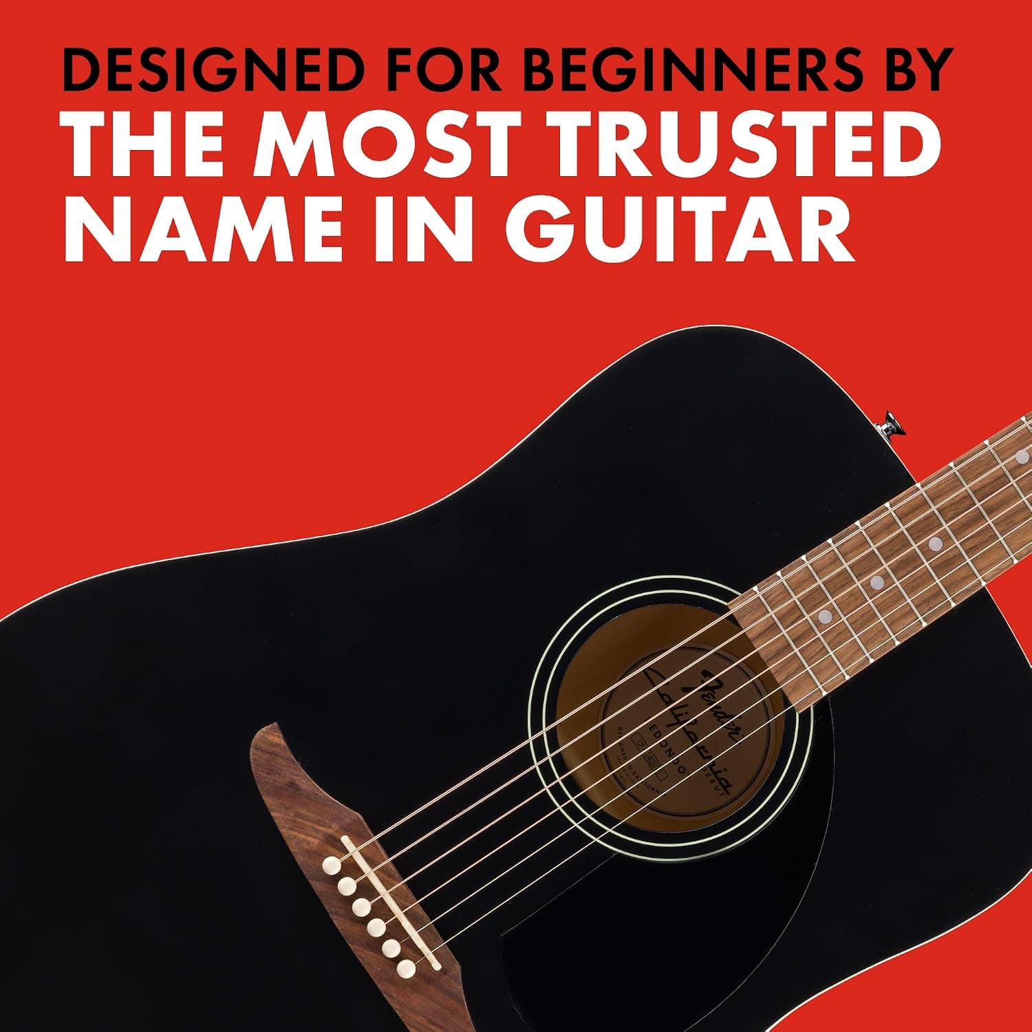 Fender California Debut Redondo Series Beginner Acoustic Guitar, Black | Acoustic guitar for beginners adults, slim neck, starter-friendly, 2-year warranty, under $300, vs Yamaha