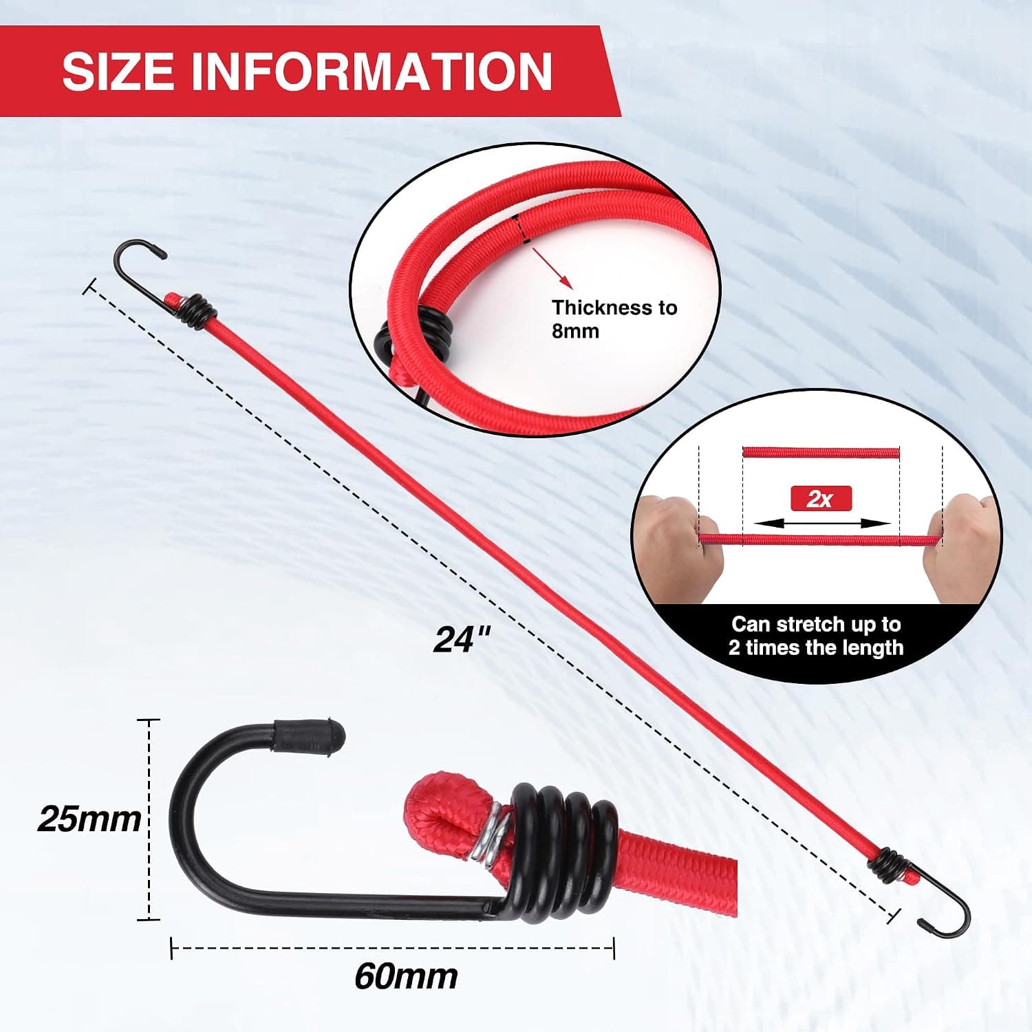 WORKPRO Bungee Cords with Hooks, Heavy Duty Outdoor Bungee Strap, 22-Piece | in a Storage Jar, 10", 18", 24", 30", 36", 48" Bungie Cord Bundle Assortment with Metal Hook, for Luggage, Cargo, Multi-Color