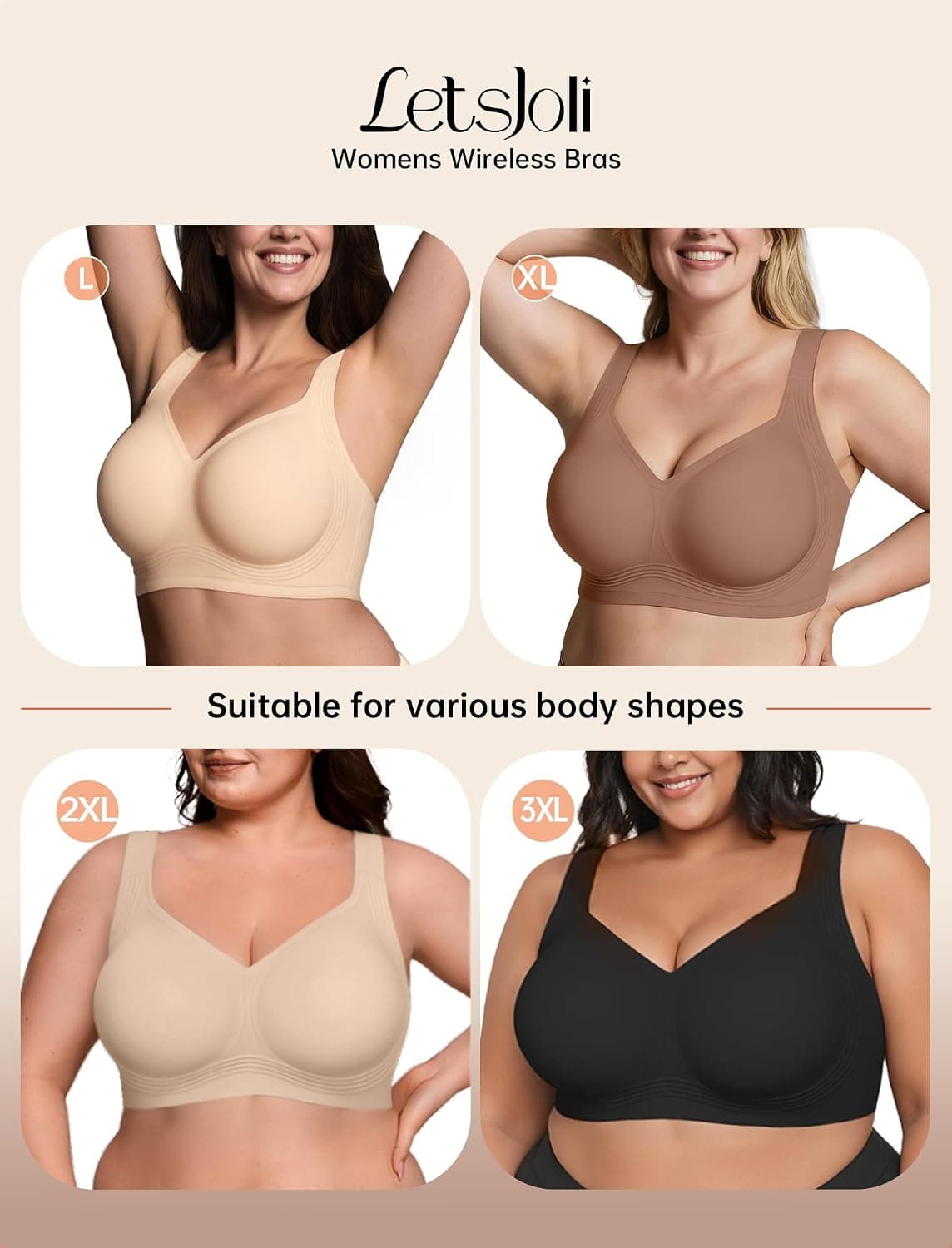 LetsJoli Jelly Bras for Women No Underwire Plus Size Push Up Supportive | Full Coverage, Wireless Support Lift, For Older Women Large Breasts, Minimizer, Seamless Everyday Bra