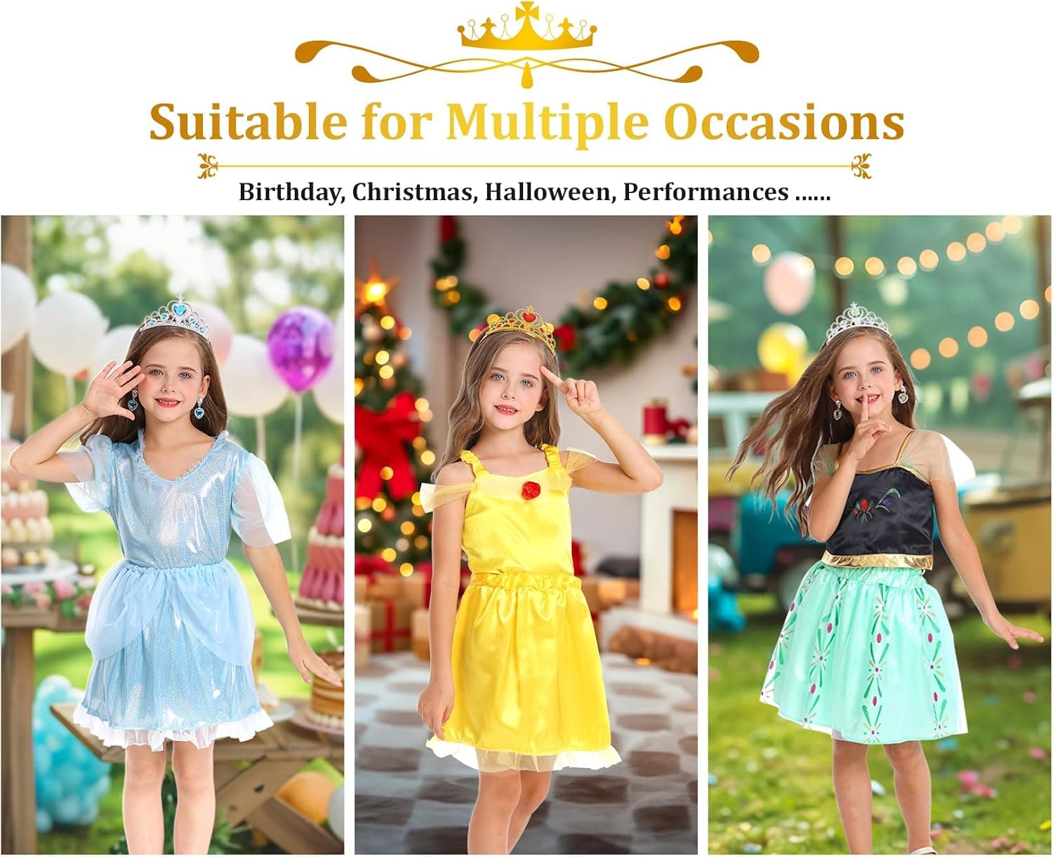 LIMIROLER Princess Dress Up Clothes for Little Girl Role Play Costume Gift Set Princess Dress Up Toys for Toddler Girls