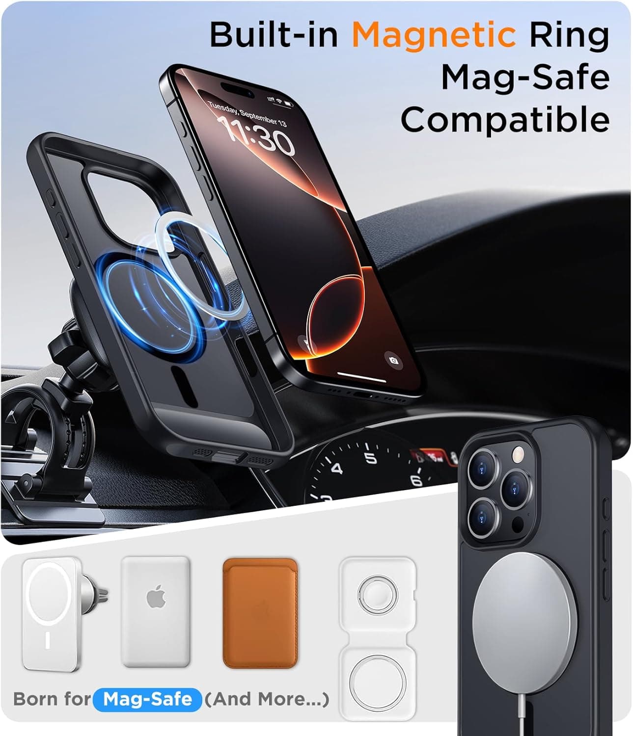Magnetic Compatible with iPhone 16 Pro Max Case, [Built-in Invisible Kickstand][Compatible with MagSafe] [Military Grade Shockproof] Slim Translucent Matte Phone Case for iPhone 16 Pro Max 6.9"