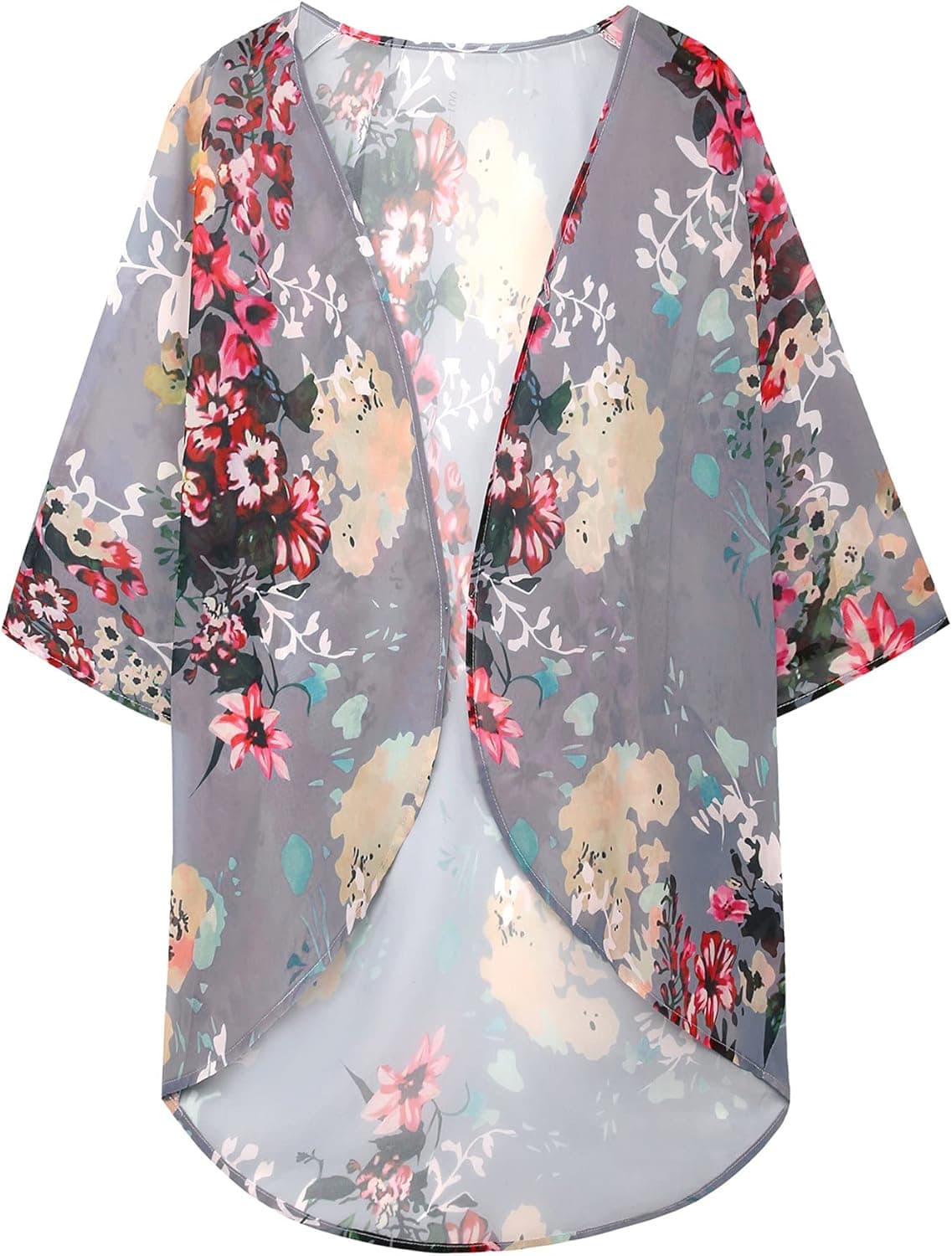 CHICGAL Womens Floral Kimono Cardigan Beach Cover Up Casual Summer Tops | 2026 Puff Sleeve Open Front Chiffon Outfit,Hawaiian Shirt,Beach Vacation Swimwear, Plus Top,Boho ladies Blouse,Cruise Resort
