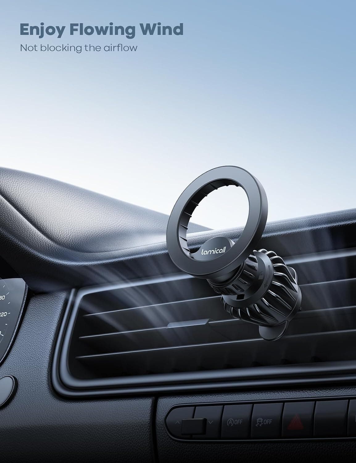 Lamicall for MagSafe Car Mount Vent 20 Super Magnets Accessories for iPhone | Magnetic Phone Holders for Your Car HandsFree Car Phone Holder Mount Air for Women Men Gift fit iPhone 17 16 15 Pro Max Black