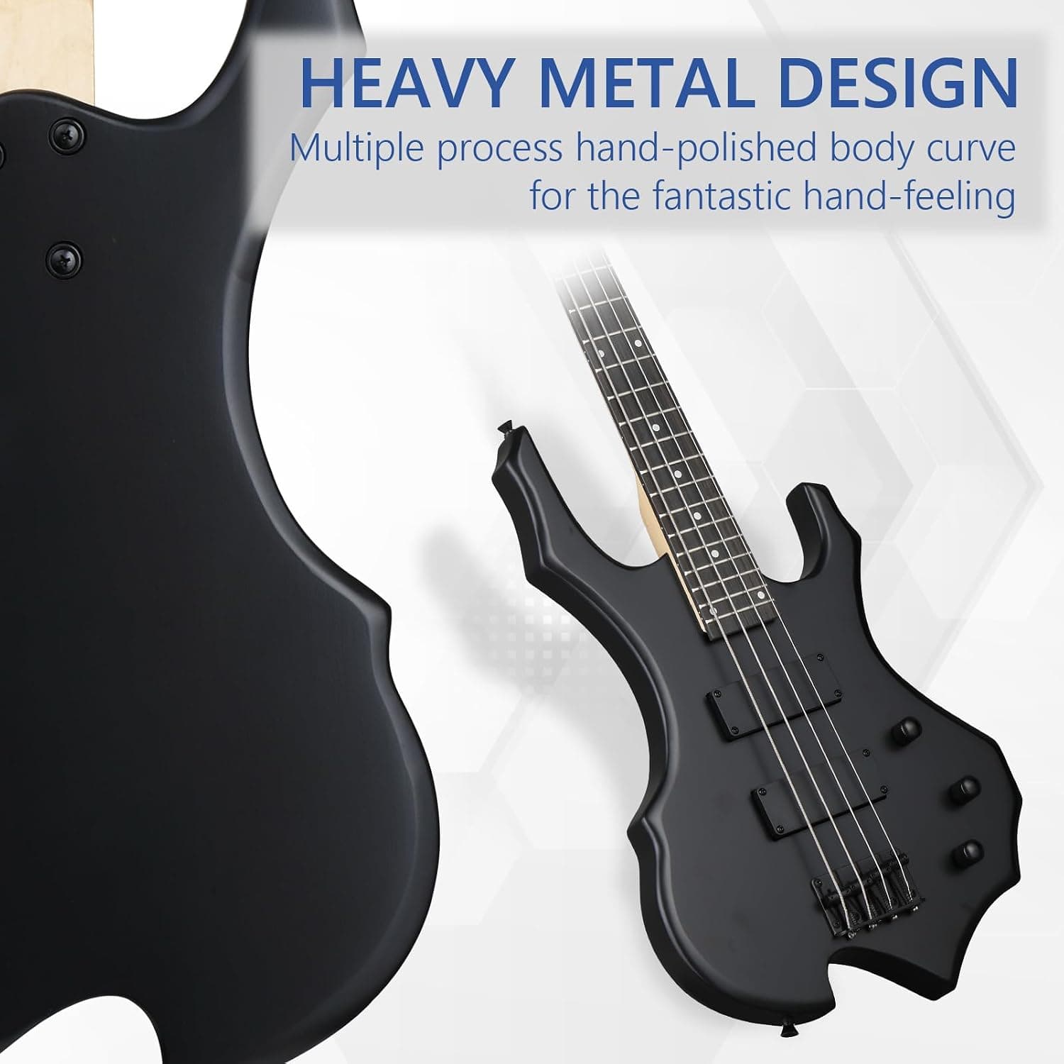 Ktaxon Electric Bass Guitar Full Size Flame Design Bass Guitar Kit (Matte) | Full Equipment with 20 Watt Amplifier, Portable Bass Bag, Superior Amp Wire, Adjustable Guitar Strap, Plectrum & Wrench Tool