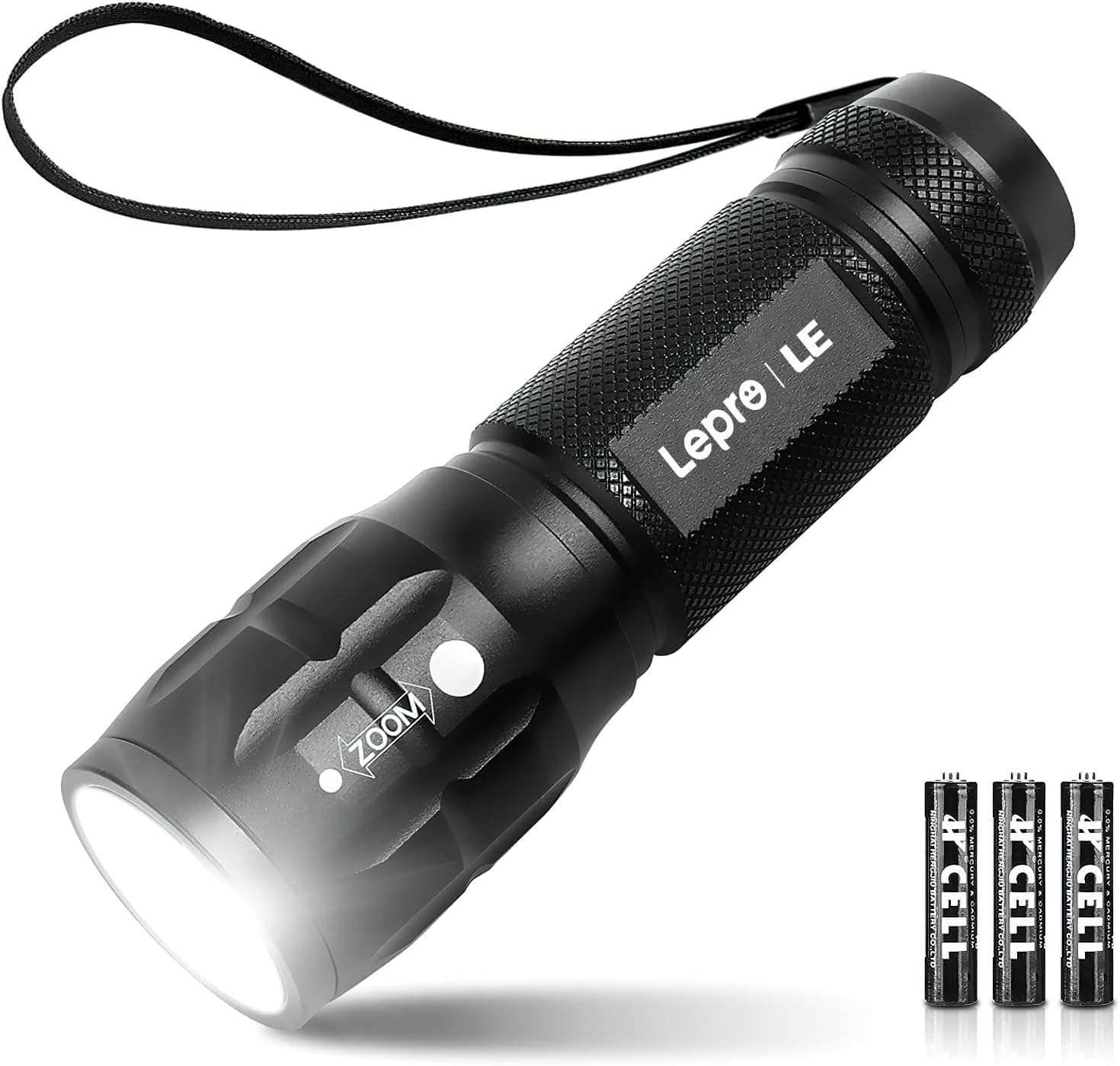Lepro Lighting Ever LED Flashlight, High Lumens Waterproof Adjustable Focus | Small, lightweight. For outdoor, camping, emergency, tactical use. AAA batteries included. Adjustable zoom focus.
