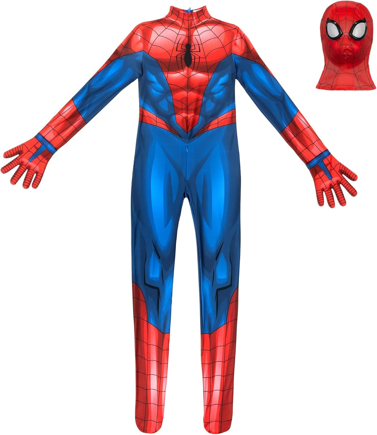 Marvel Spider-Man Official Youth Deluxe Zentai Costume - Deluxe Two-Way Stretch Spandex with Invisible Zippers and Wrist Openings for Added Convenience (S)