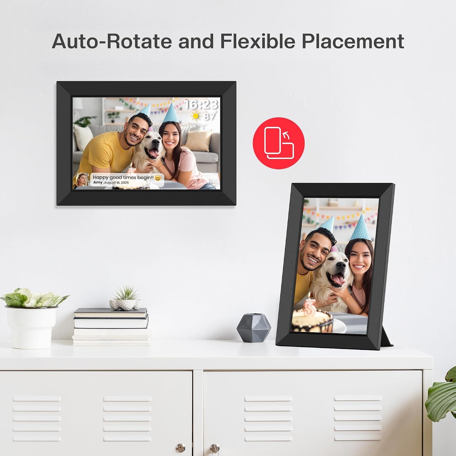 Frameo 10.1 Inch WiFi Digital Picture Frame, Smart Cloud Electronic Photo Frame with HD IPS Touch Screen Slideshow 32GB Memory Auto-Rotate Wall Mount, Share Photos/Videos from Phone - Gifts for Mom