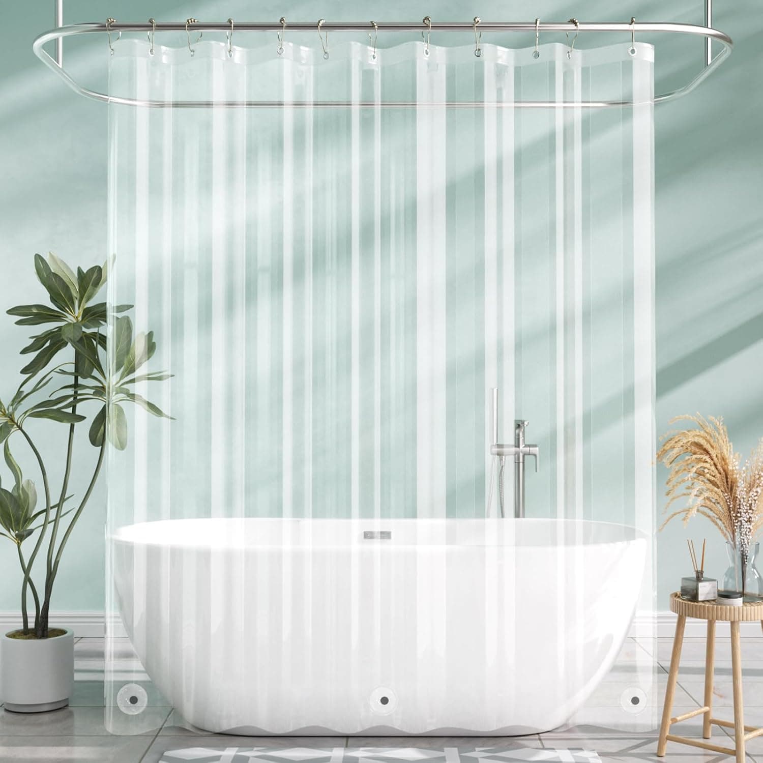 AmazerBath Shower Curtain Liner, 72x72 Clear Shower Curtain Liner, Waterproof Plastic Shower Liner, Cute Lightweight PEVA Shower Curtain for Bathroom with 3 Magnets and 12 Rustproof Metal Grommets