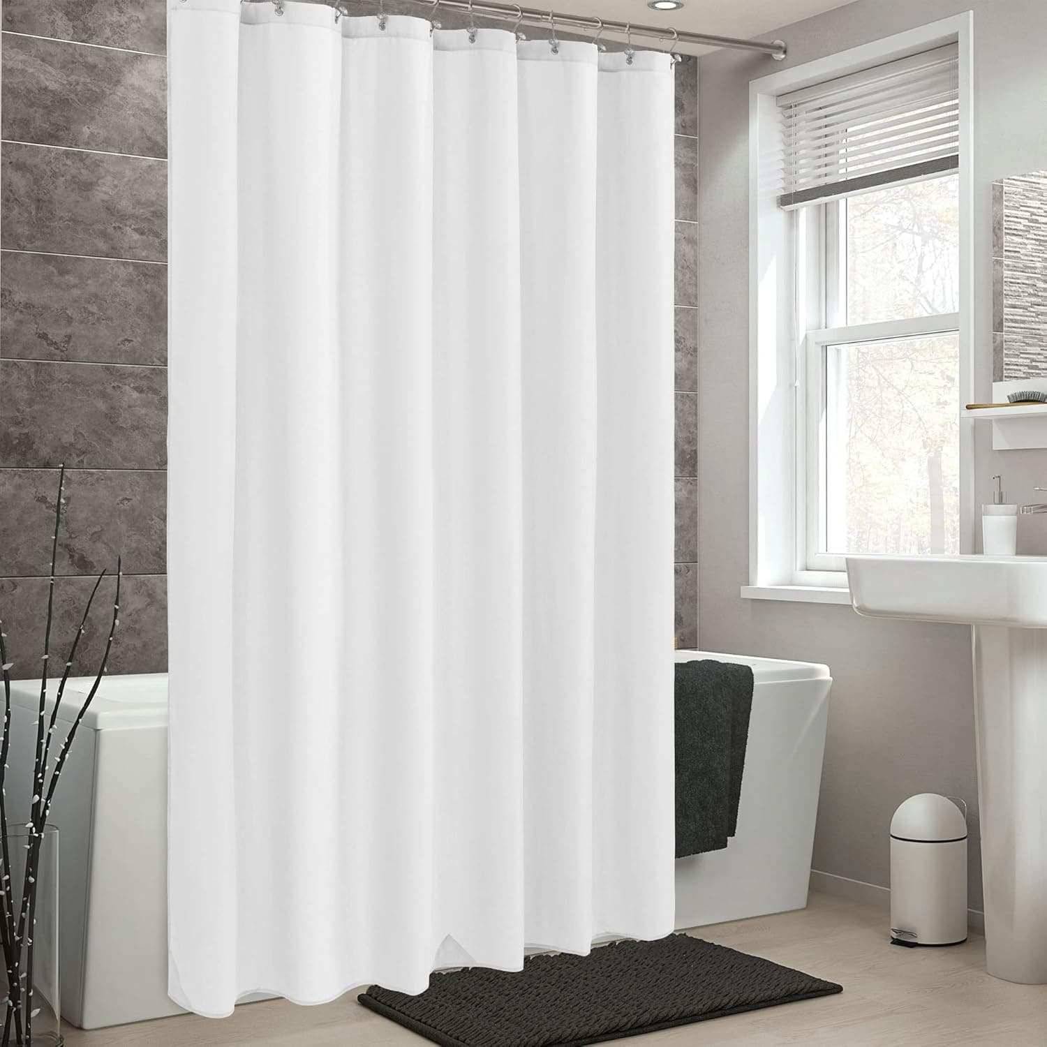 ALYVIA SPRING Waterproof Fabric Shower Curtain or Liner White, 72x72 | 3 Magnets, Soft Cloth & Hotel Quality, Machine Washable, Light-Weight, Standard Size