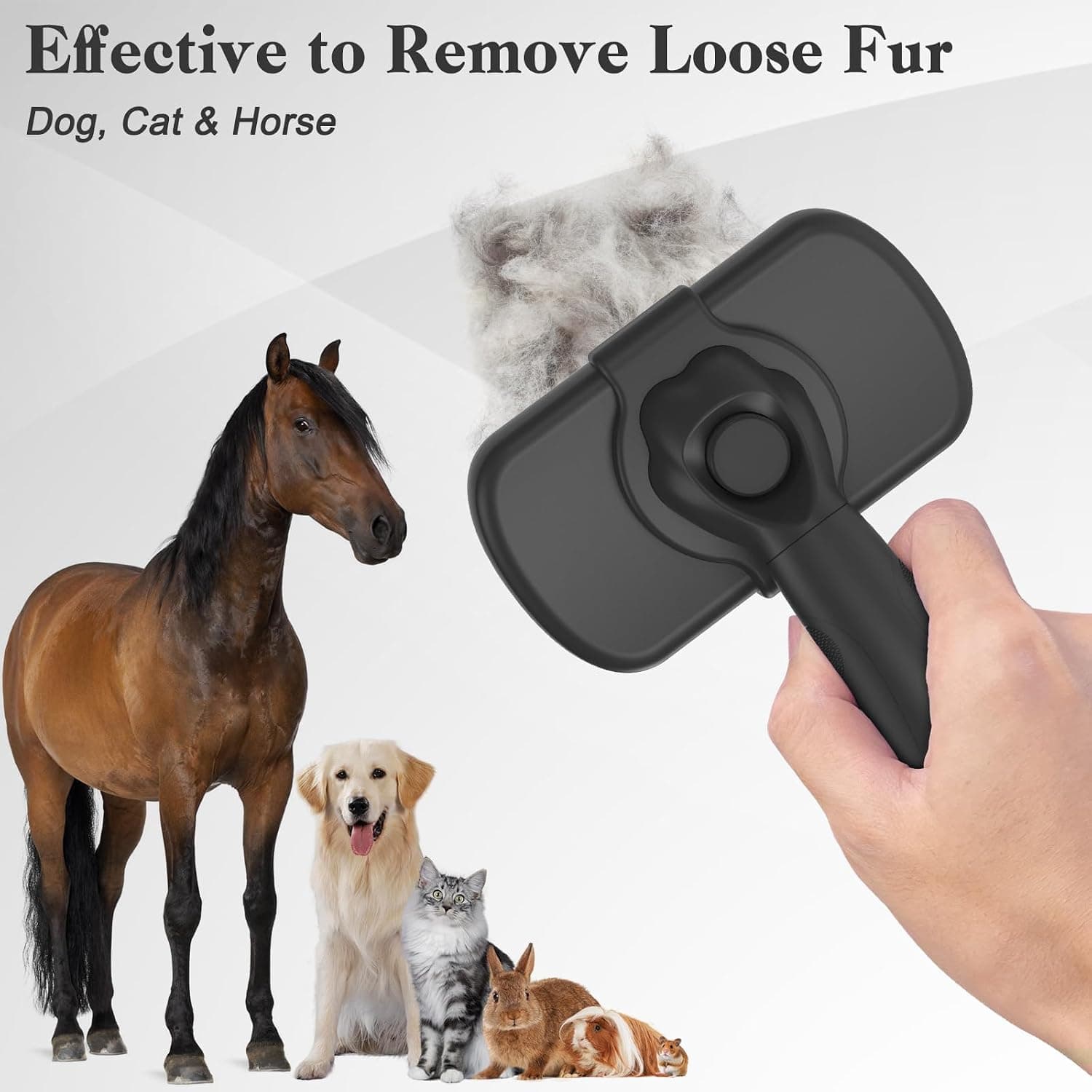 Dipoo Self Cleaning Shedding Brush - Skin Friendly Grooming Tool for Dogs, Cats, and Puppies, Deshedding and Hair Removal for Long and Short Haired Pets, Black | Skin Friendly Grooming Deshedding Tool and Hair Removal for Long and Short Haired Pets