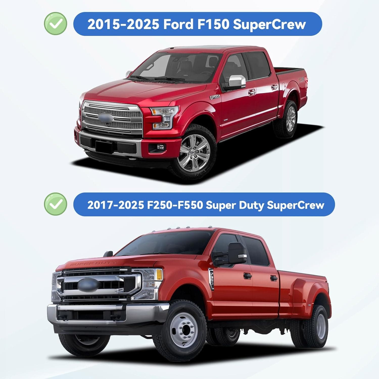 Window Visors Rain Guards for 2015-2026 Ford F150 Crew/SuperCrew Cab | Out-Channel Window Vent Wind Deflectors Visors Shades Protectors for 2017-2026 F250 F350 F450 F550 Super Duty & F-150 Raptor