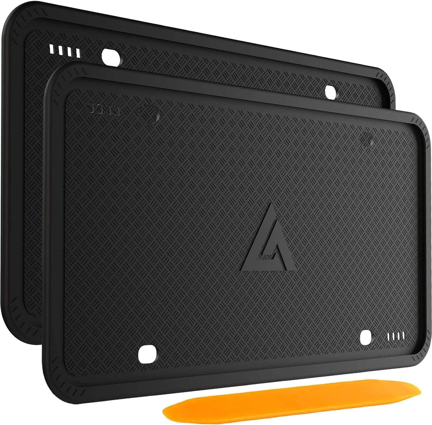 Aujen Silicone License Plate Frames Black, 2 Pack Car License Plate Frame, Universal US Black License Plate Holders Brackets Rust-Proof, Weather & Rattle-Proof, Car Accessories | US Car Universal, Black License Plate Cover Protector Brackets Rust-Proof, Weather & Rattle-Proof, Car Accessories, 12" x 6"