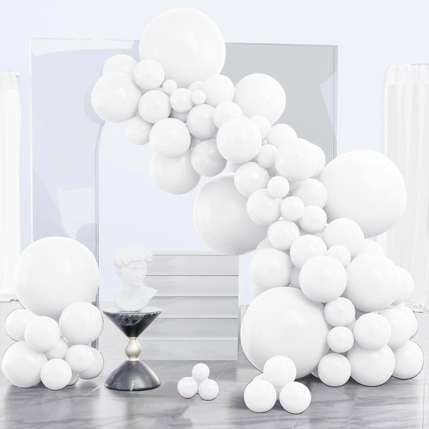 PartyWoo White Balloons 140pcs Different Sizes of 18 12 10 5 Inch | 18 12 10 5 Inch for Wedding Bridal Graduation Baby Shower Birthday Bridal Shower Gender Reveal Party Decorations White-Y13