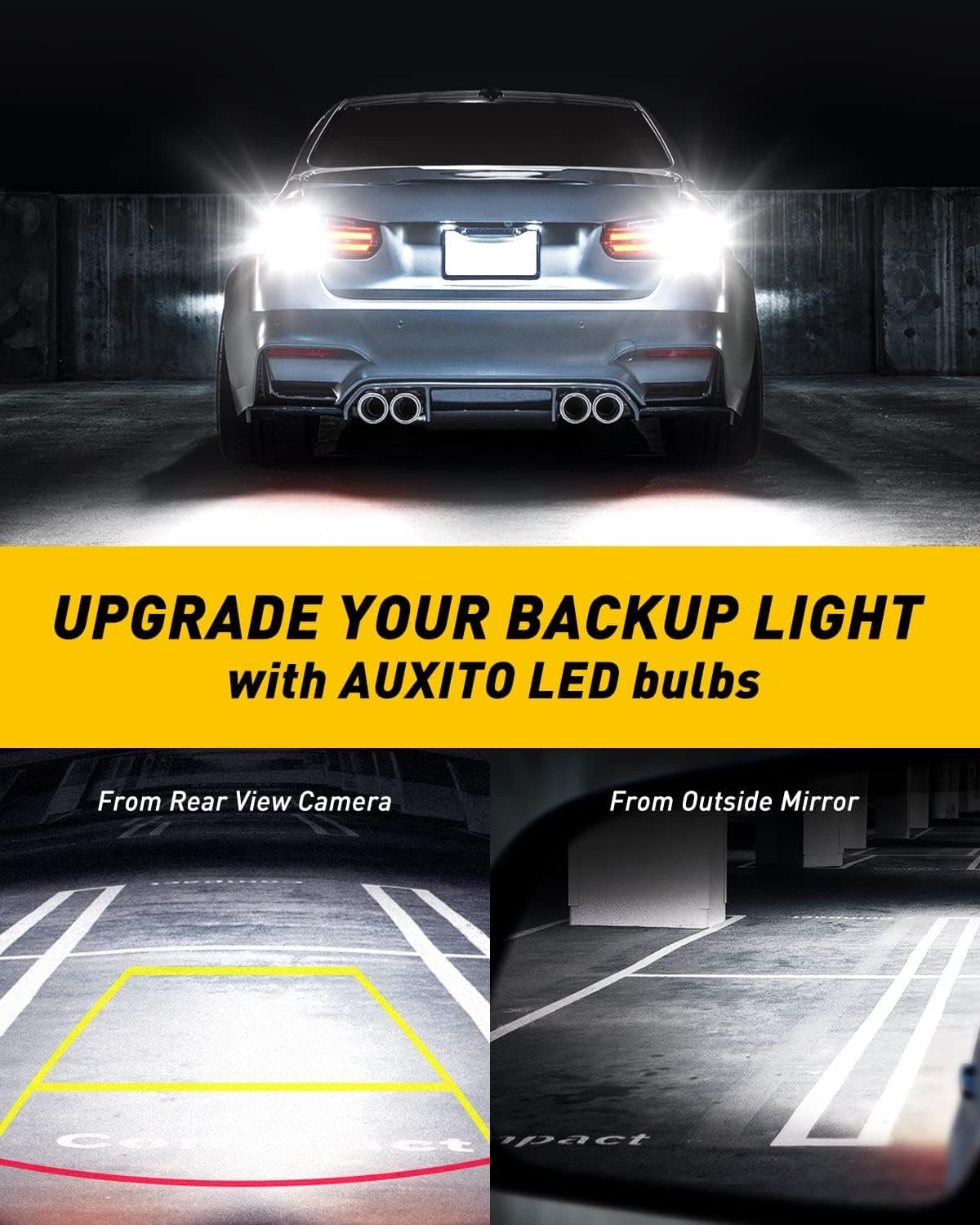 AUXITO 912 921 LED Bulb for Backup Light Reverse Lights High Power 2835 15-SMD Chipsets Error Free T15 906 922 W16W Bulbs, 6000K White, Automotive Light Bulbs (Upgraded, Pack of 2)