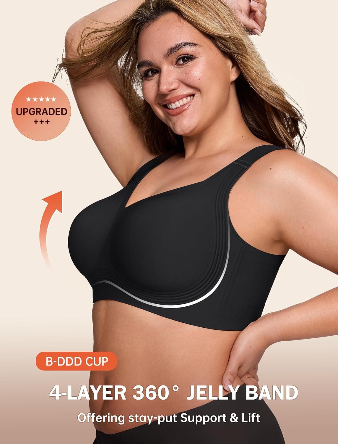 LetsJoli Jelly Bras for Women No Underwire Plus Size Push Up Supportive | Full Coverage, Wireless Support Lift, For Older Women Large Breasts, Minimizer, Seamless Everyday Bra