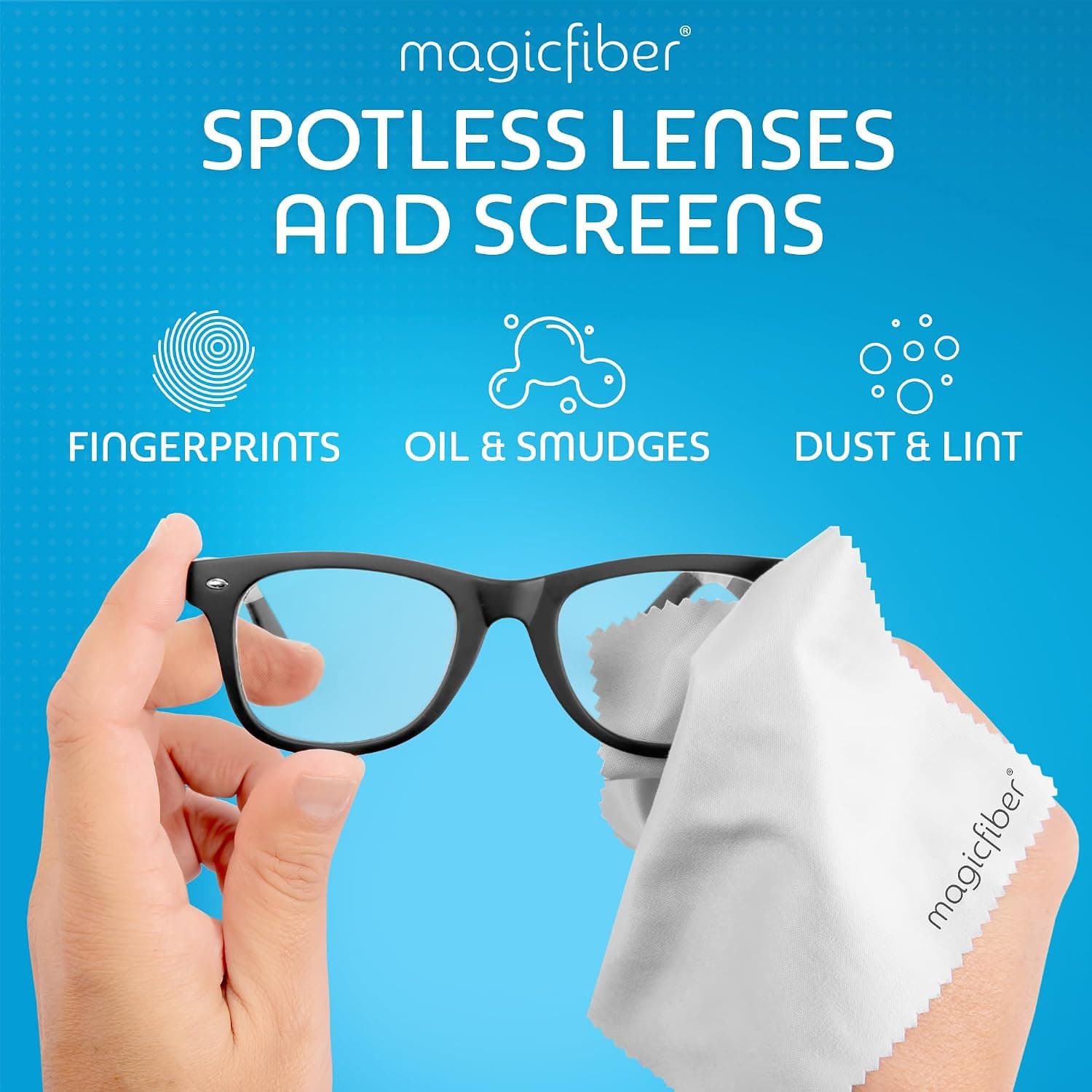 MagicFiber Microfiber Cleaning Cloth, Glasses Cleaner, Eyeglass Wipes, 6pk | Clean Eye Glasses, Lenses, Screens, Cameras, Sunglasses, Watches, Electronics, & More