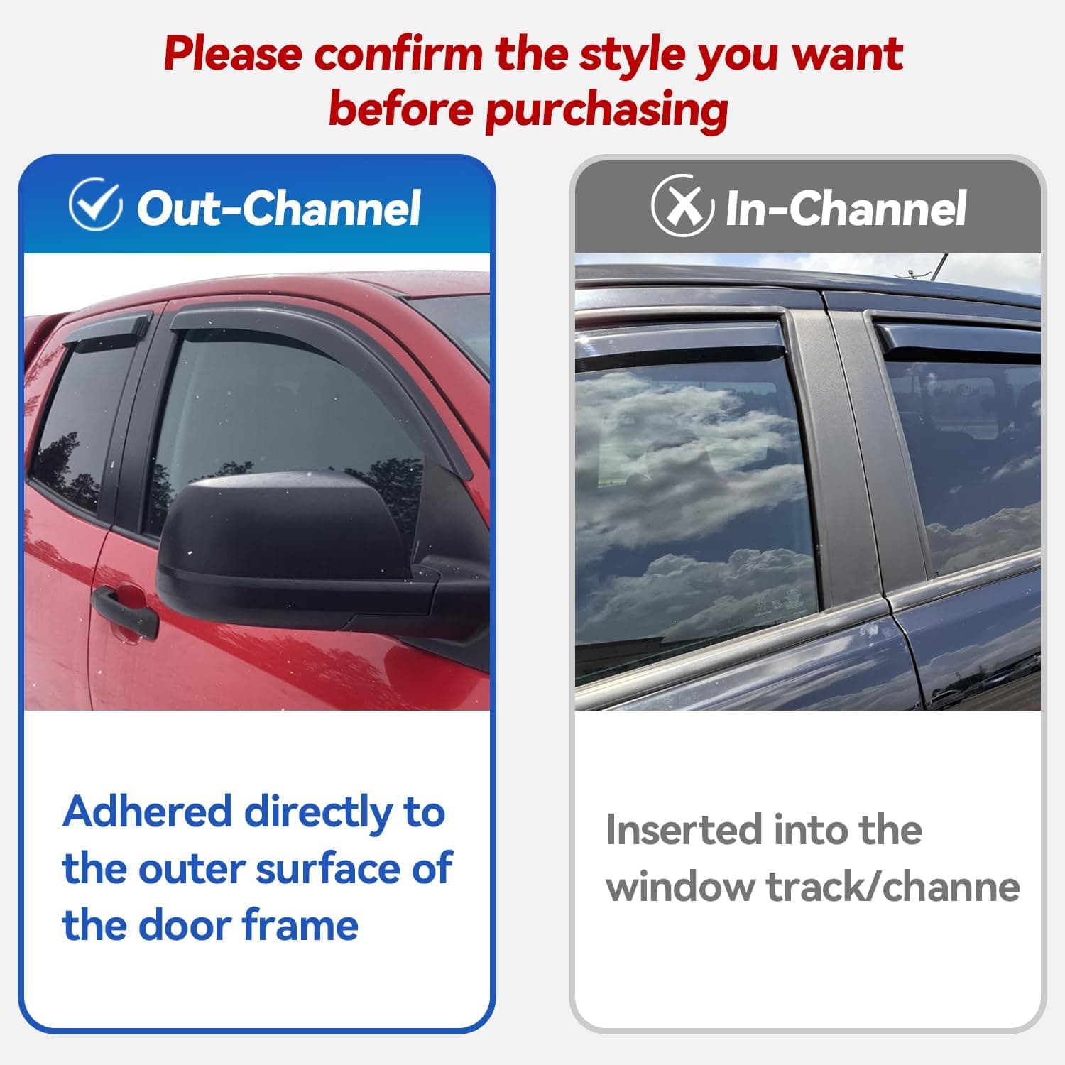 Window Visors Rain Guards for 2015-2026 Ford F150 Crew/SuperCrew Cab | Out-Channel Window Vent Wind Deflectors Visors Shades Protectors for 2017-2026 F250 F350 F450 F550 Super Duty & F-150 Raptor